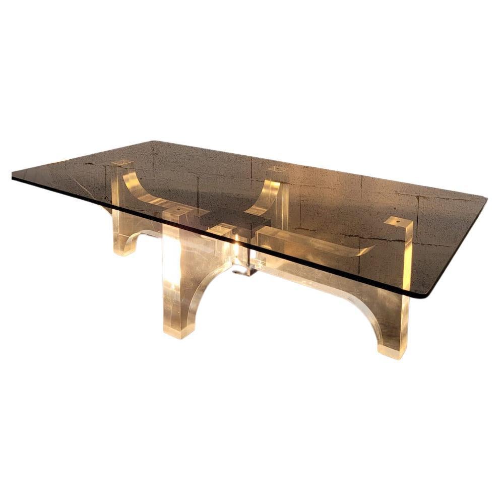 Lucite and Illuminated Metal Coffee Table by Philippe Jean, France, 1970s For Sale