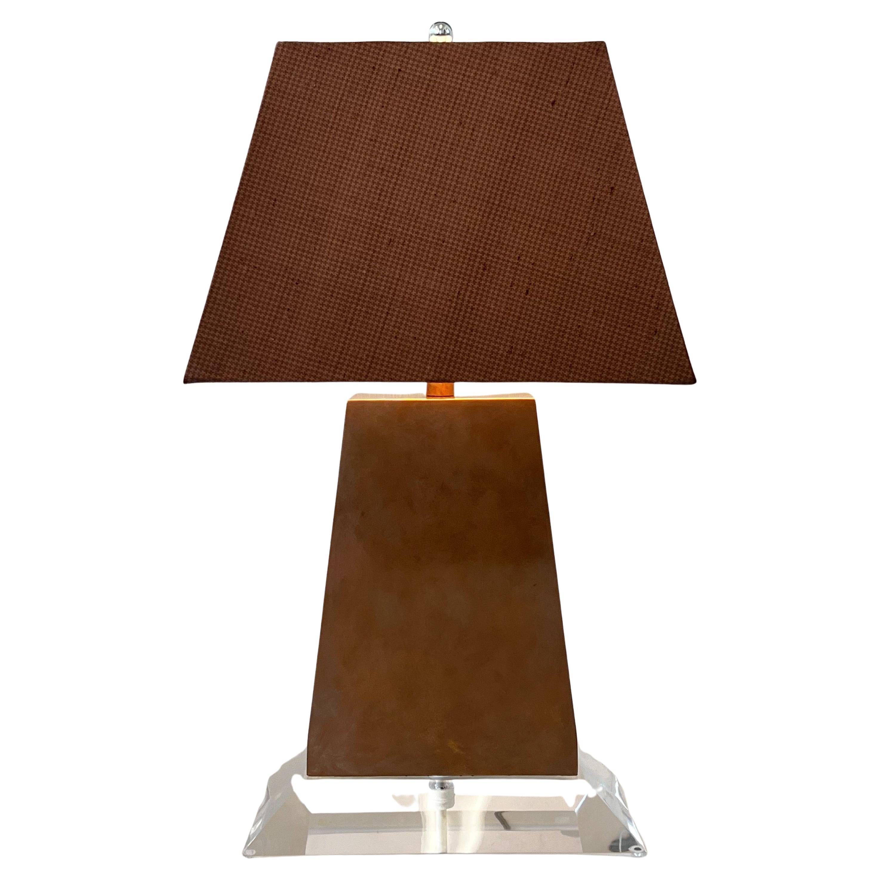 Lucite and Lacquer Copper Table Lamp by Steve Chase