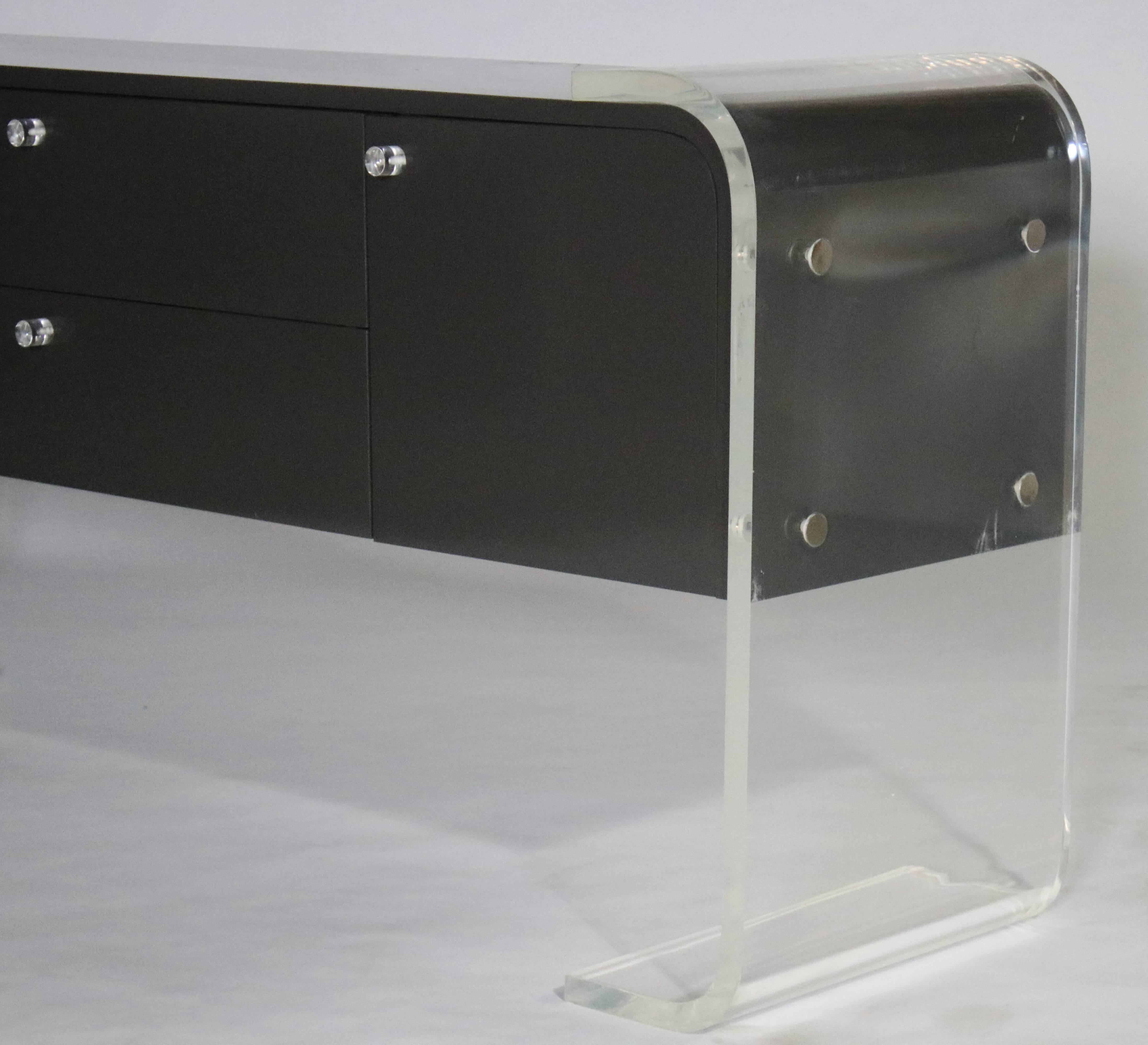 Lucite and Lacquered Wood Sideboard 1