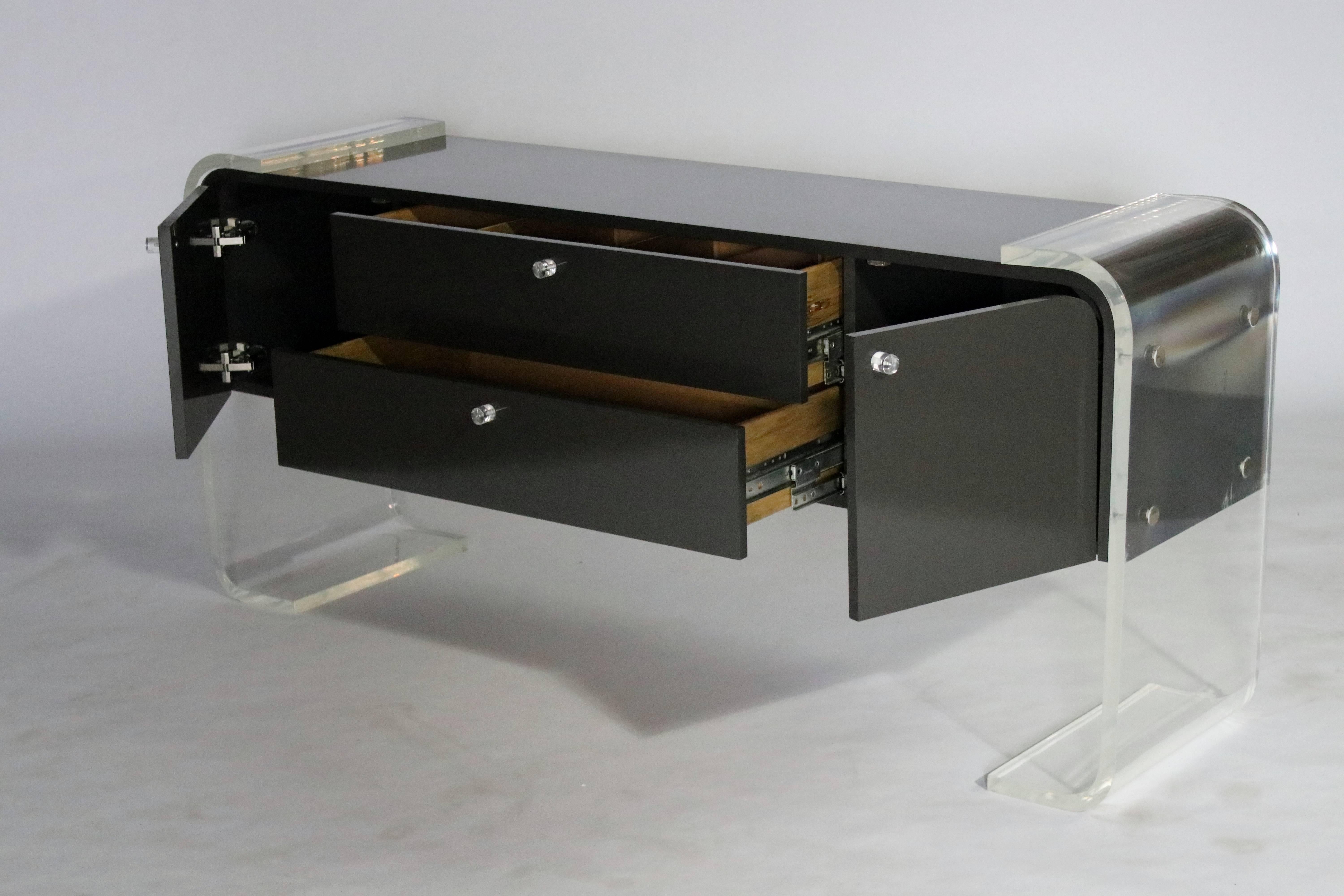 Lucite and Lacquered Wood Sideboard 2