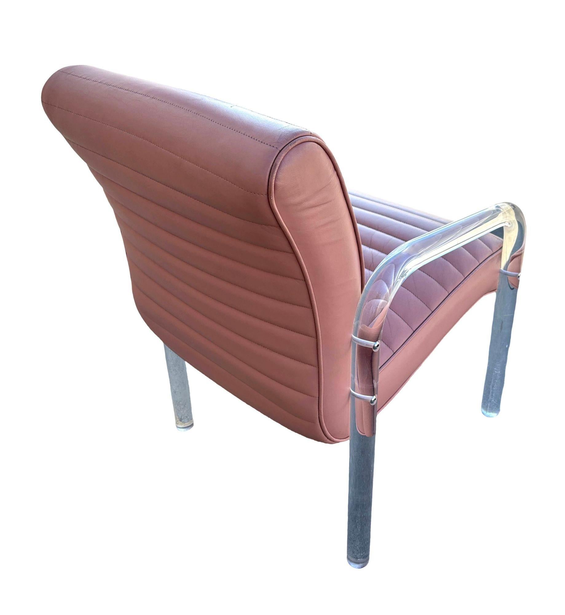 Lucite- und Leder-Loungesessel von Leon Frost, signiert im Angebot 4