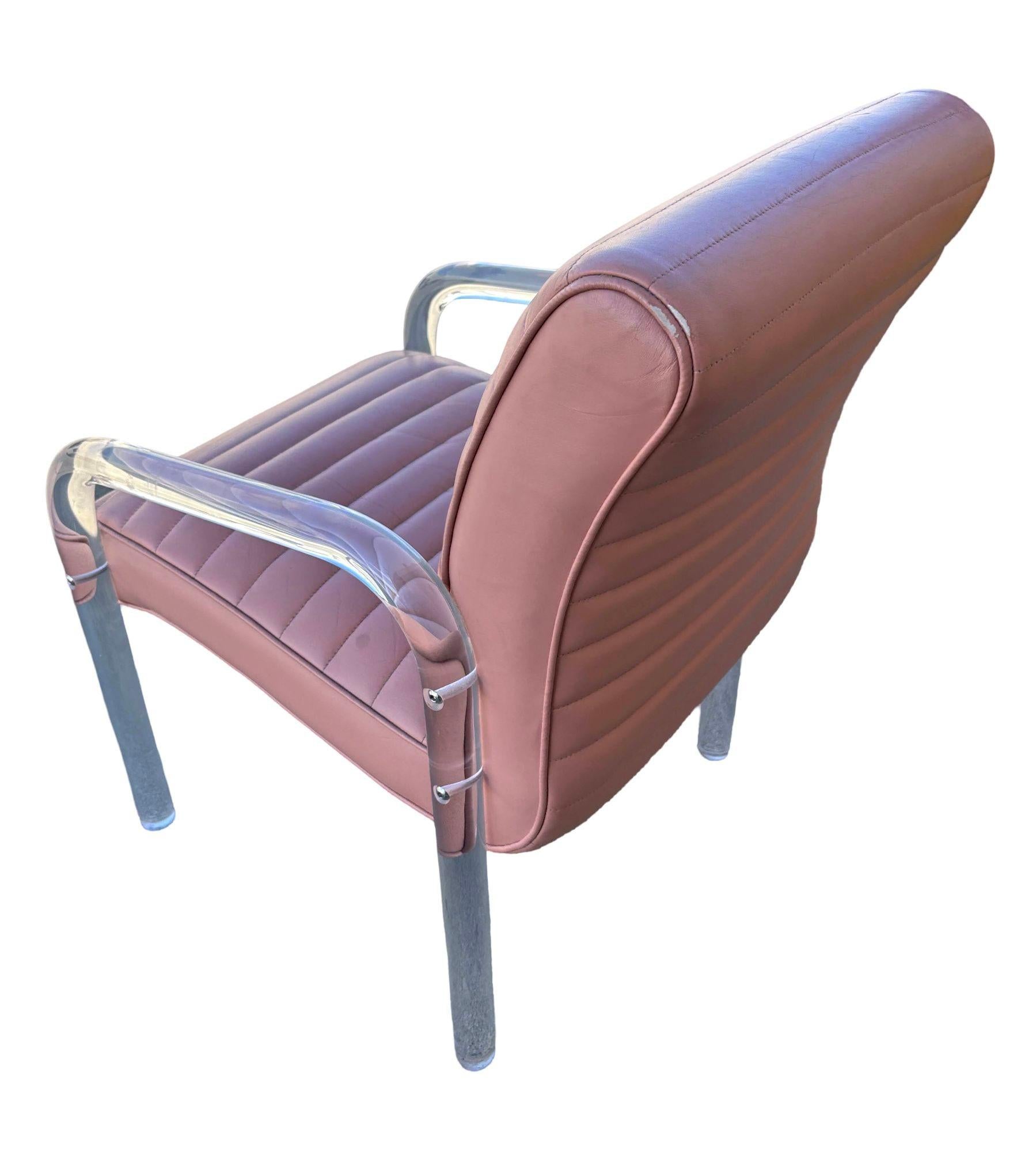 Lucite- und Leder-Loungesessel von Leon Frost, signiert im Angebot 5
