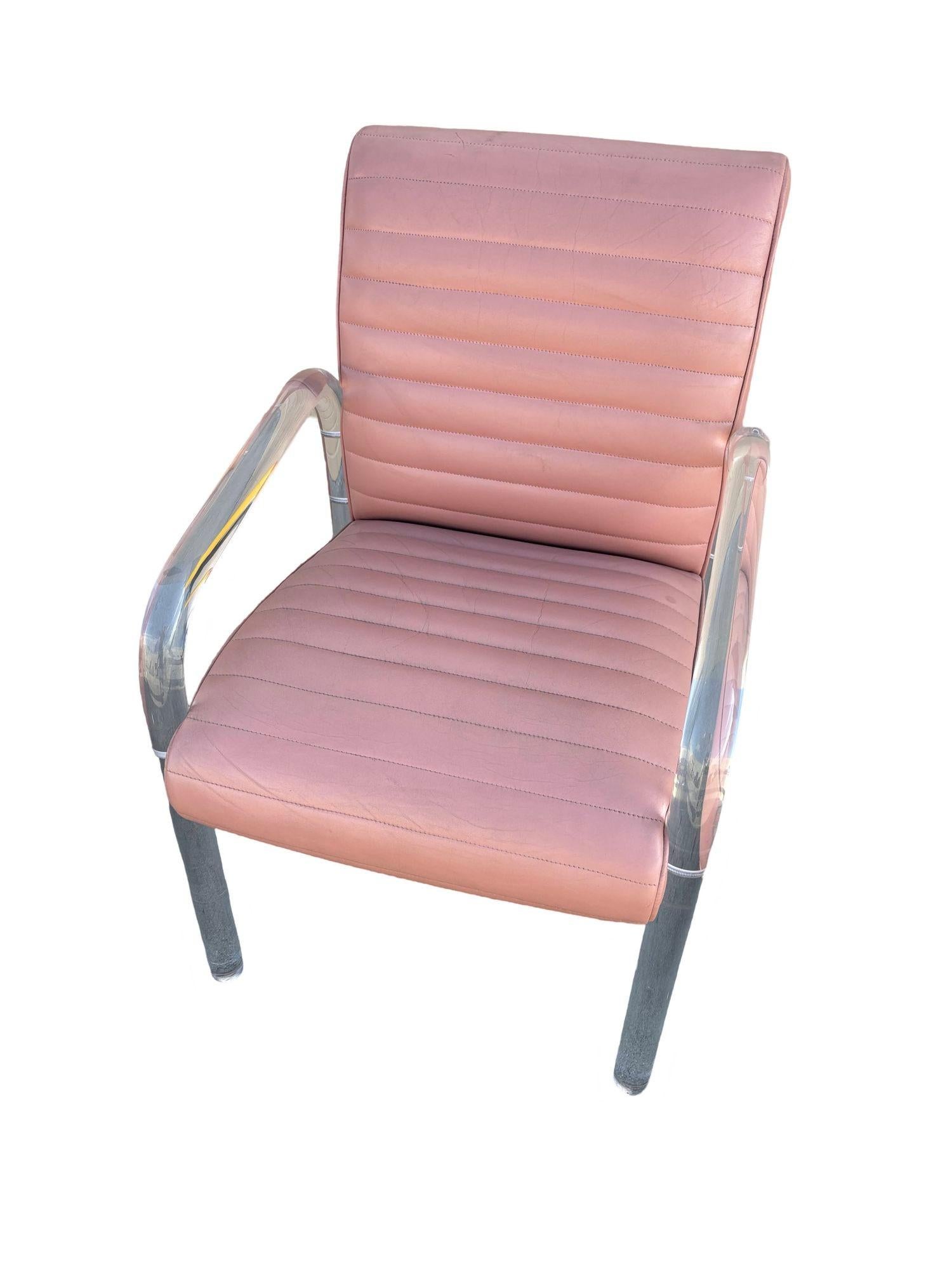 Lucite- und Leder-Loungesessel von Leon Frost, signiert im Angebot 6