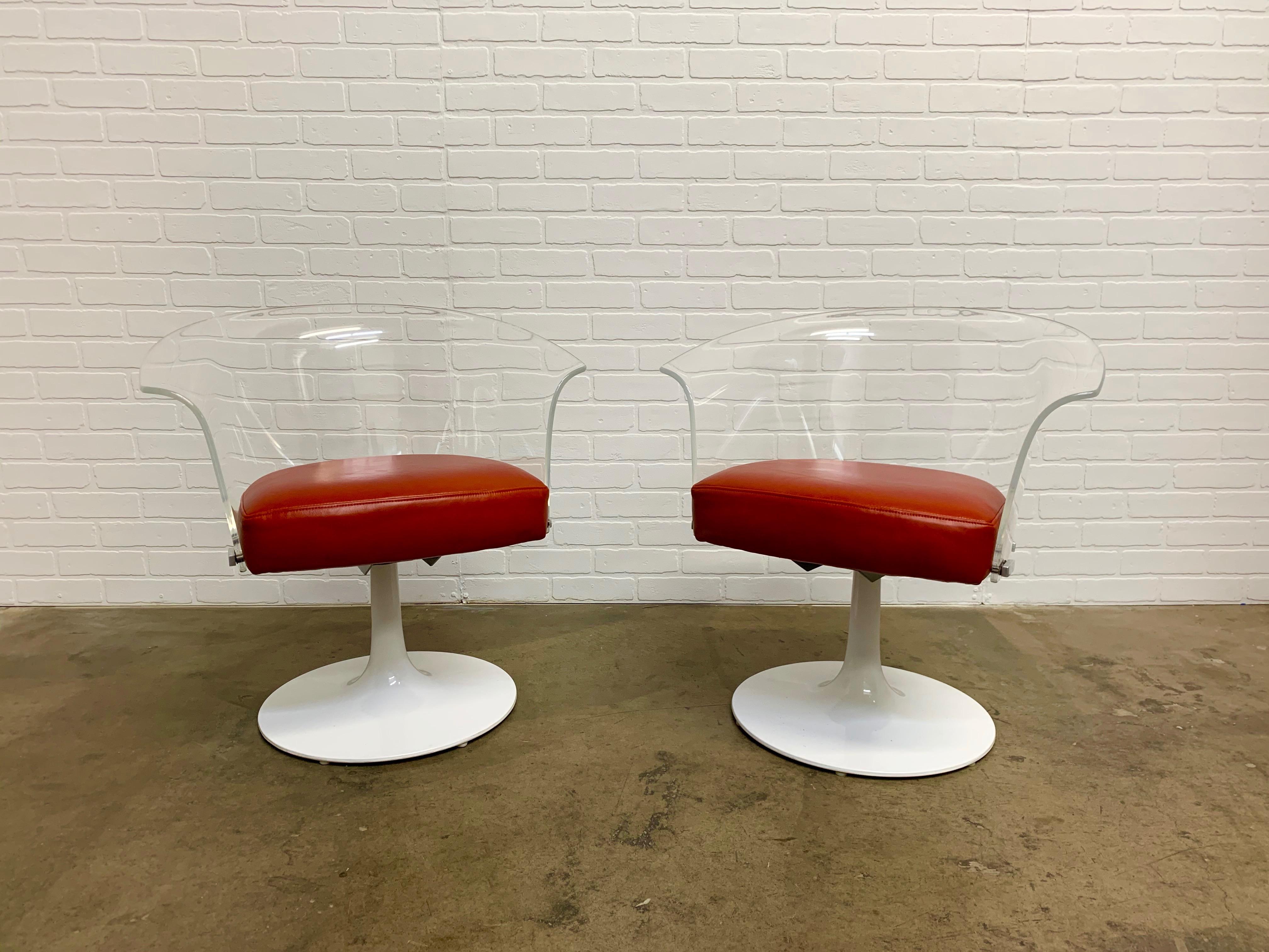 Lucite and Leather Space Age Chairs For Sale 4
