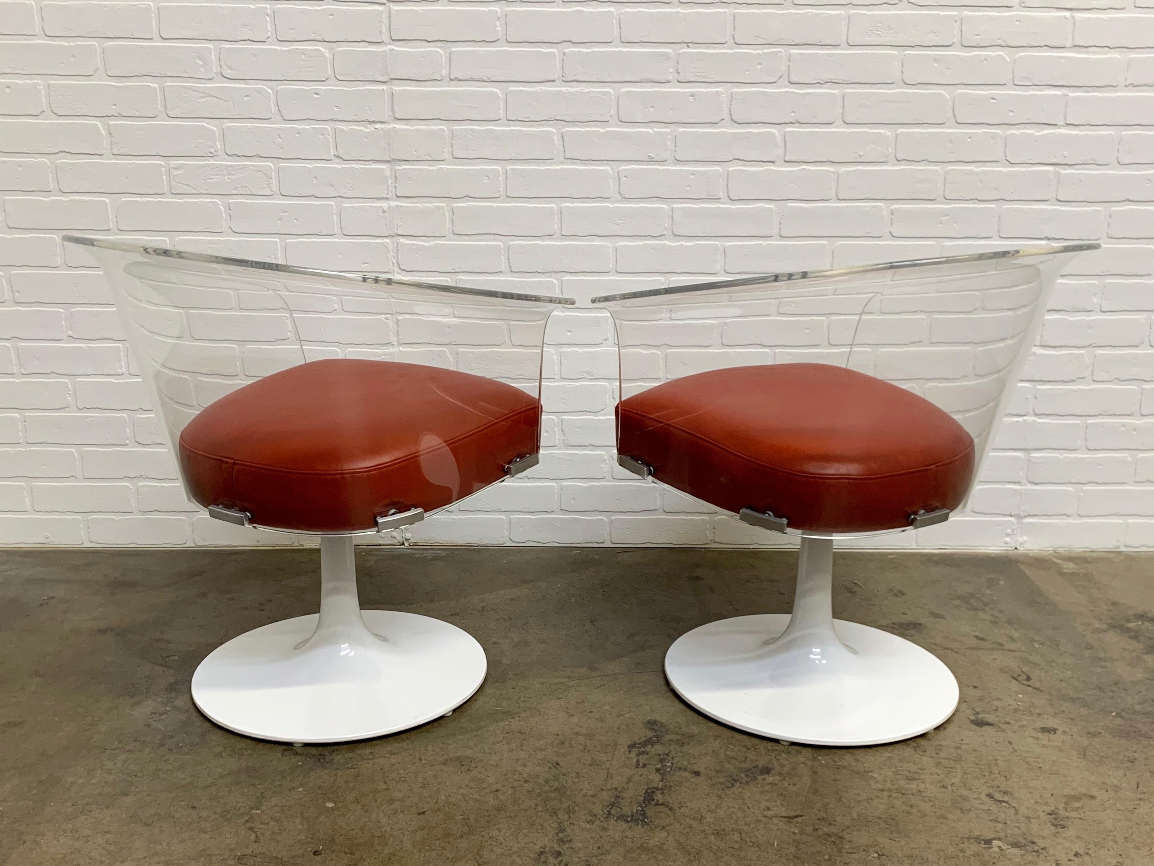 Lucite and Leather Space Age Chairs For Sale 5