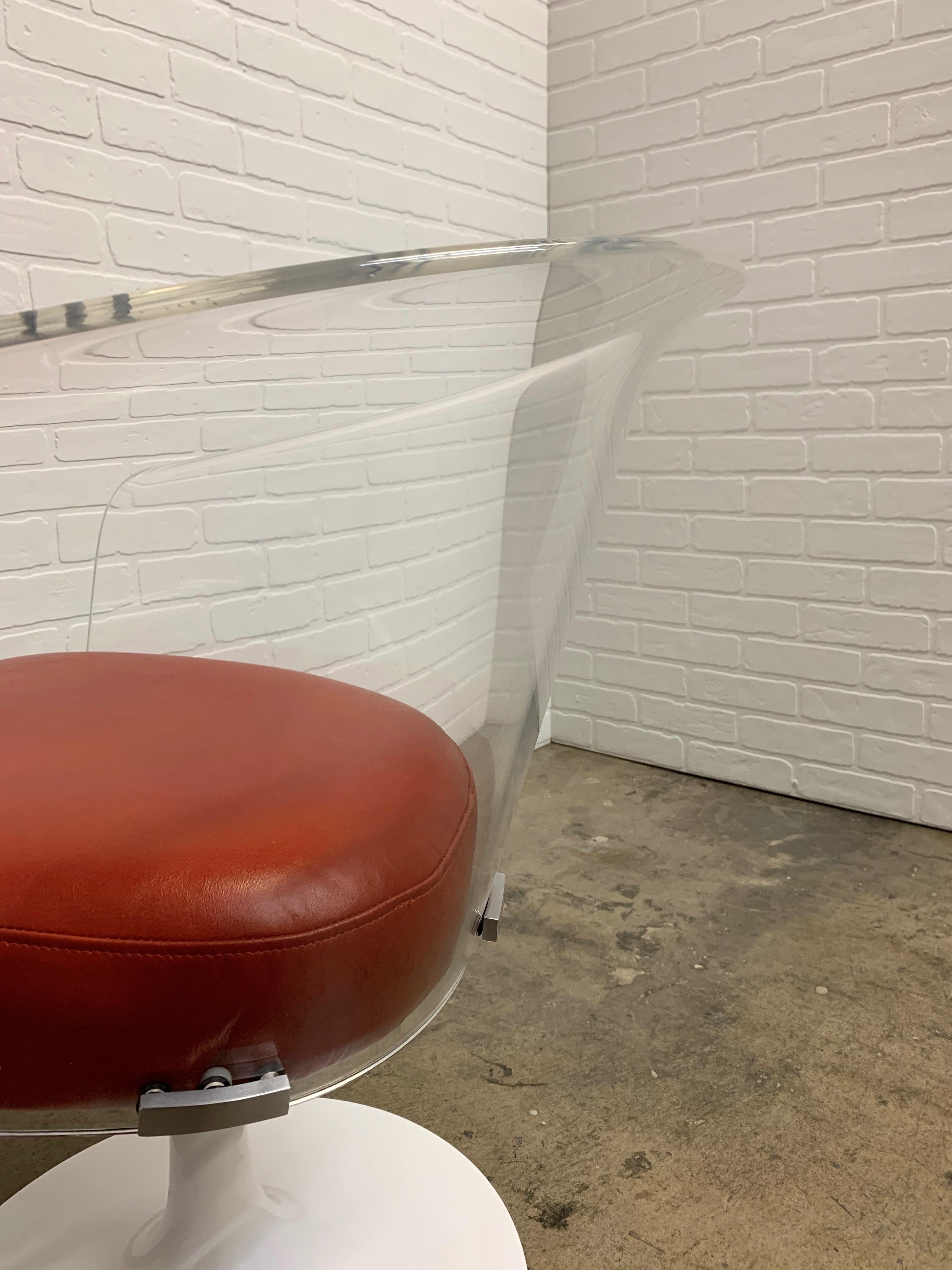 Lucite and Leather Space Age Chairs For Sale 7