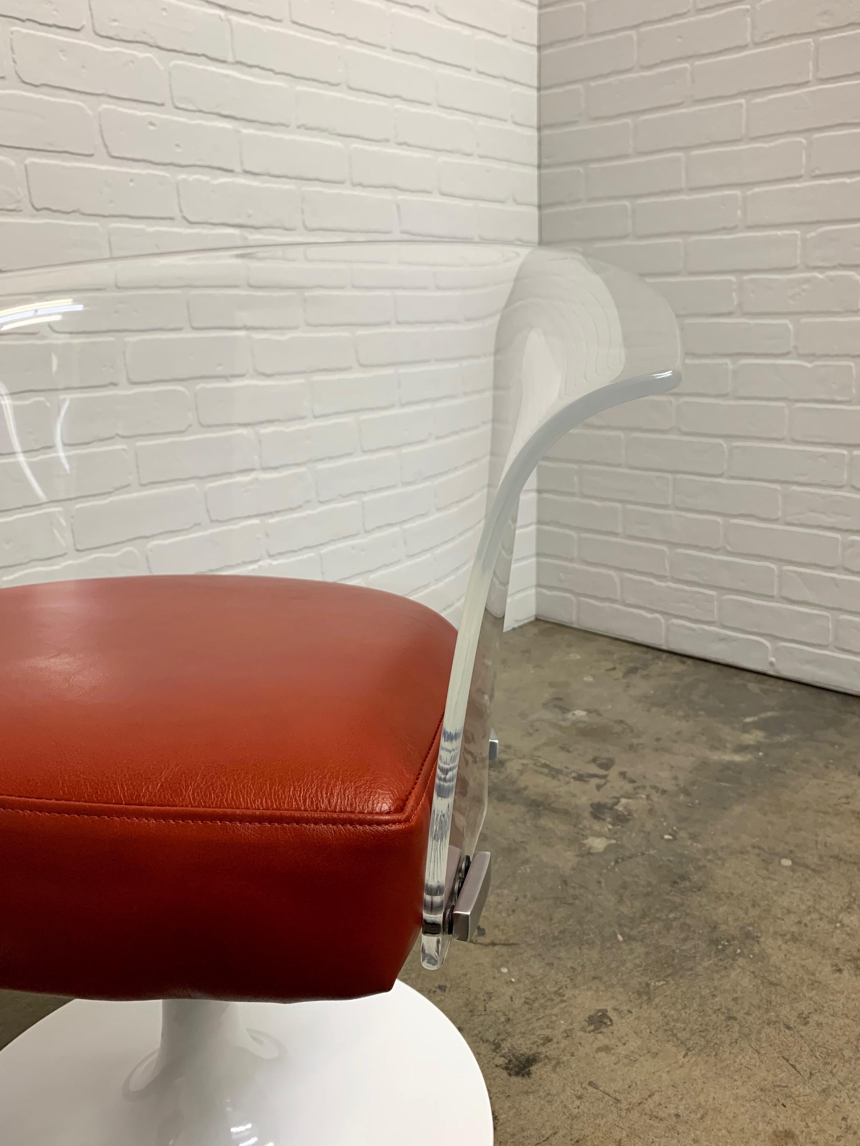 Lucite and Leather Space Age Chairs For Sale 8