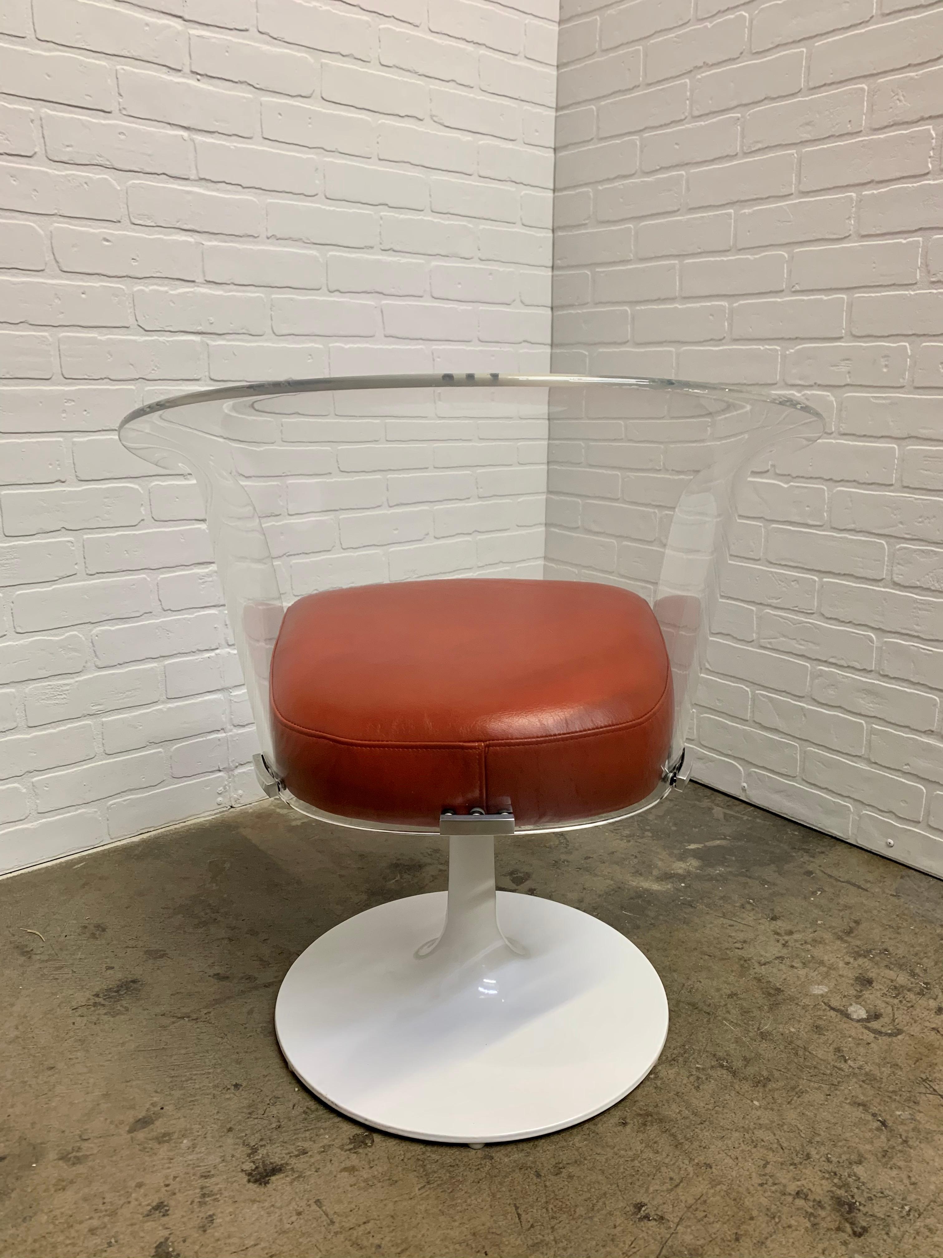 Lucite and Leather Space Age Chairs For Sale 12