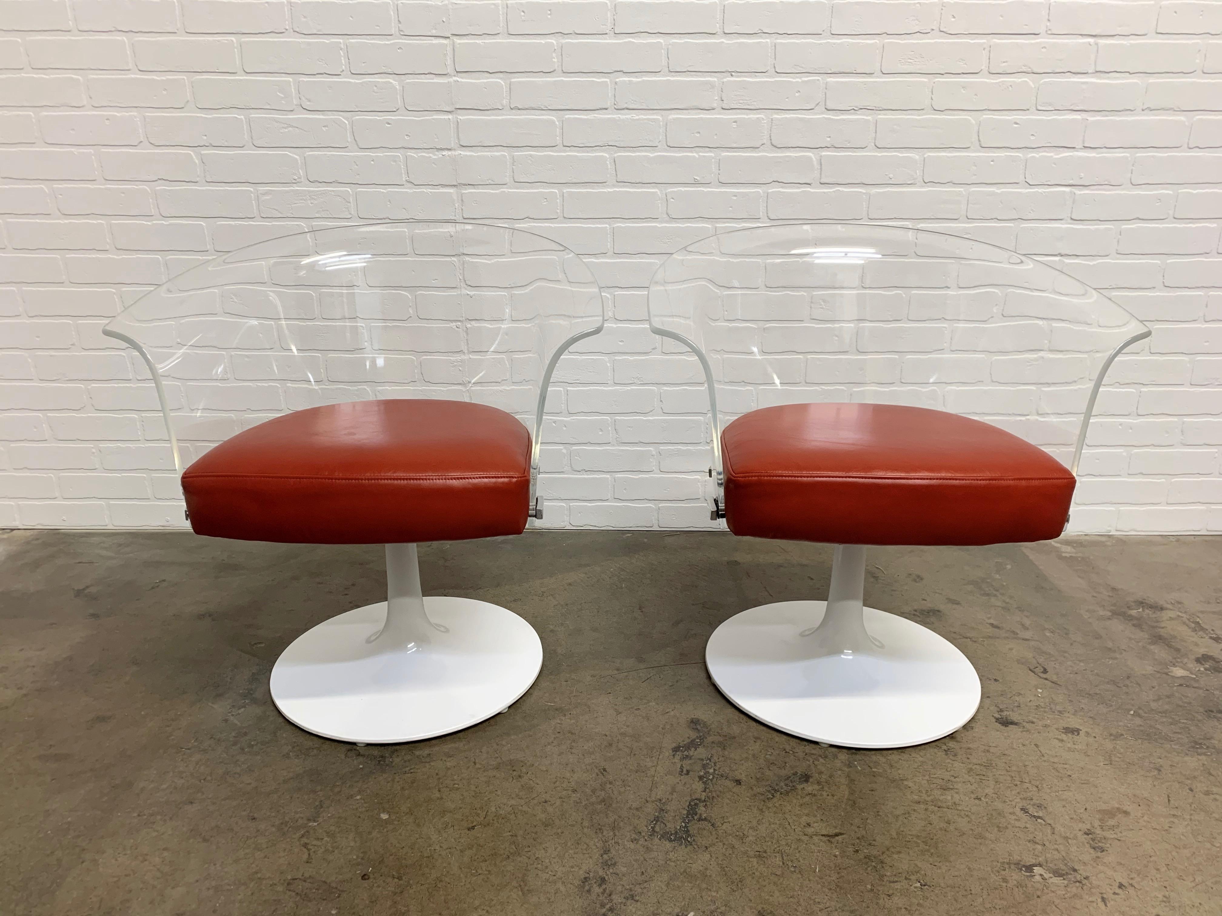 North American Lucite and Leather Space Age Chairs For Sale