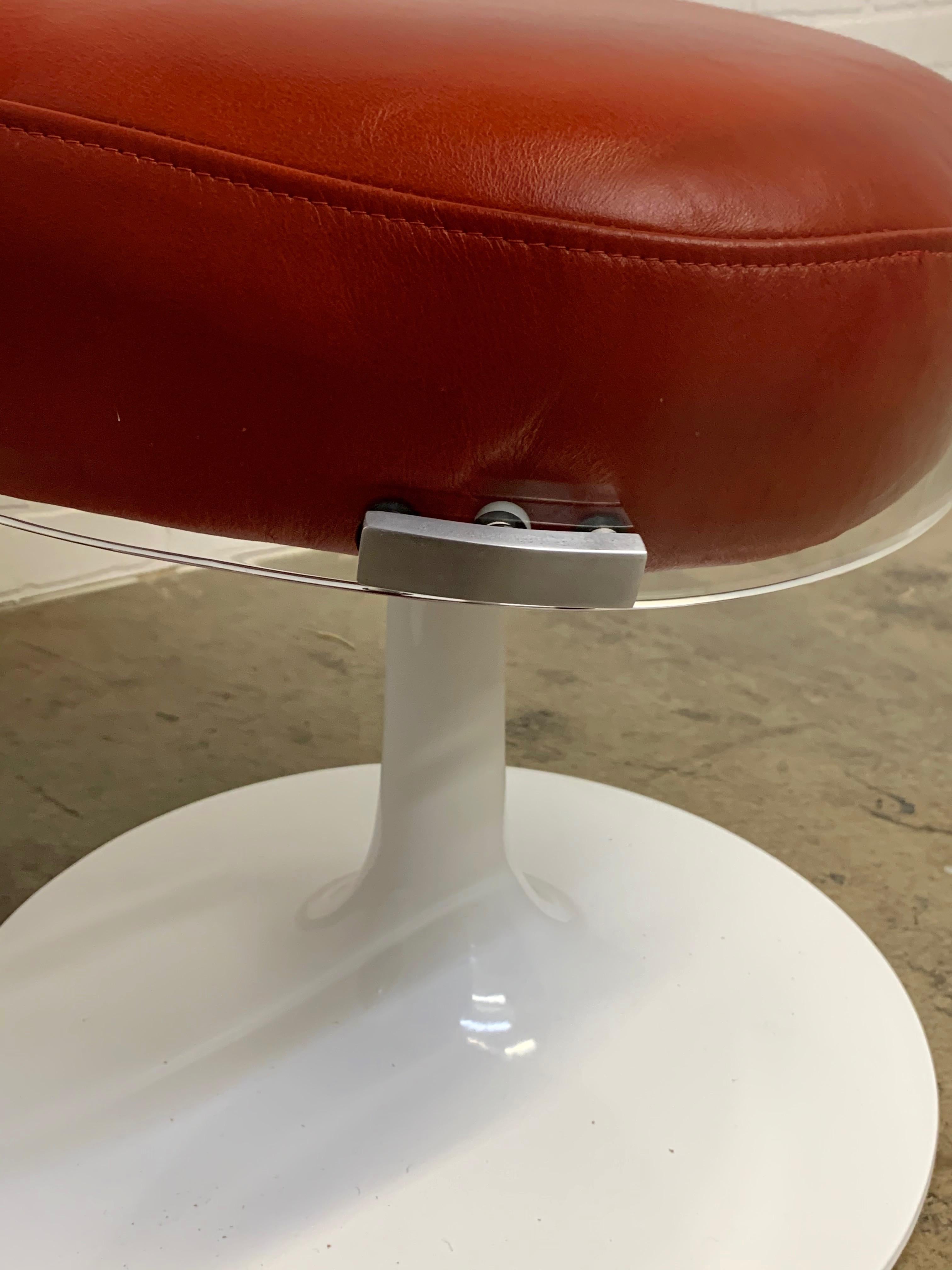 Metal Lucite and Leather Space Age Chairs For Sale