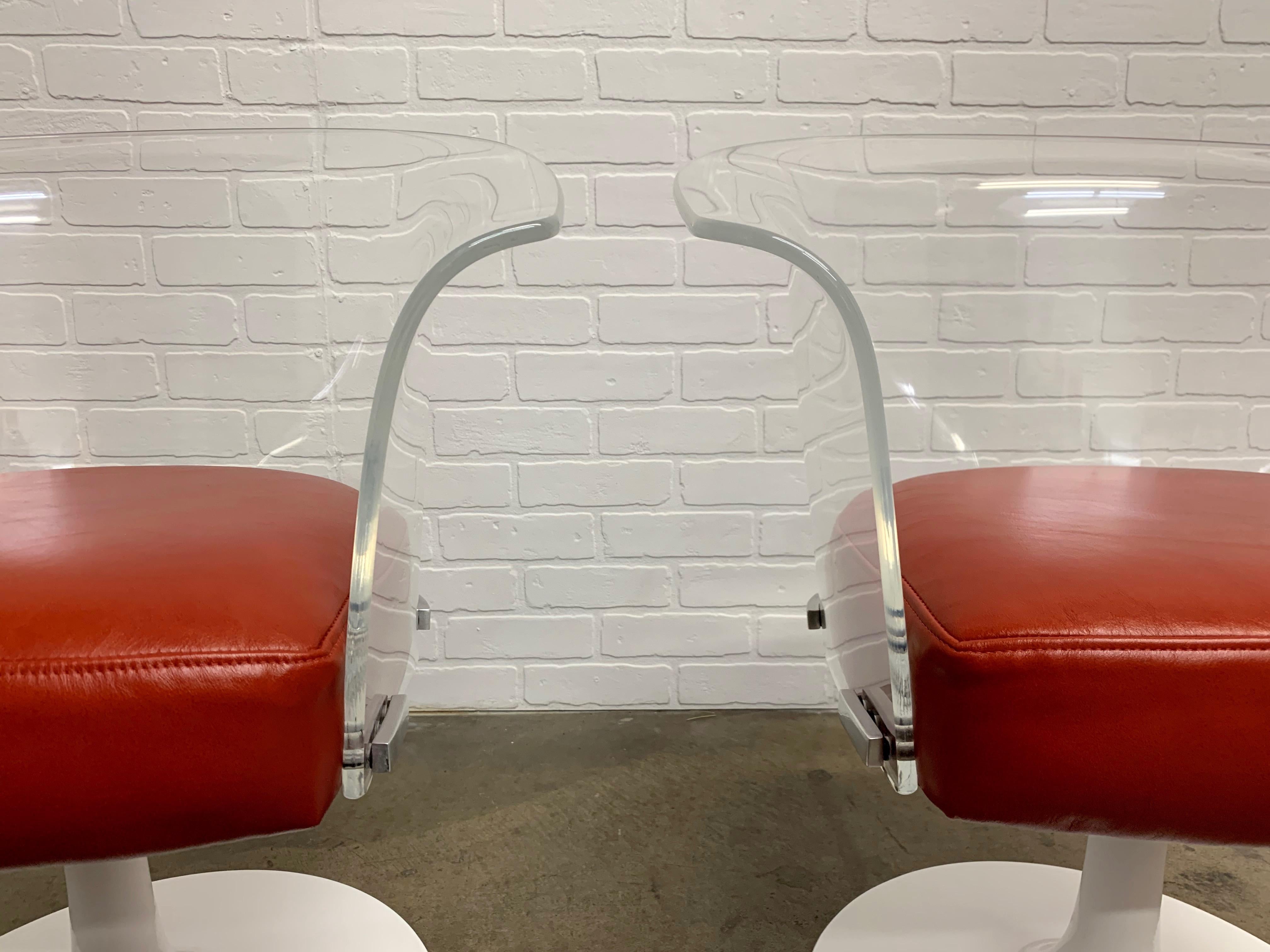 Lucite and Leather Space Age Chairs For Sale 1