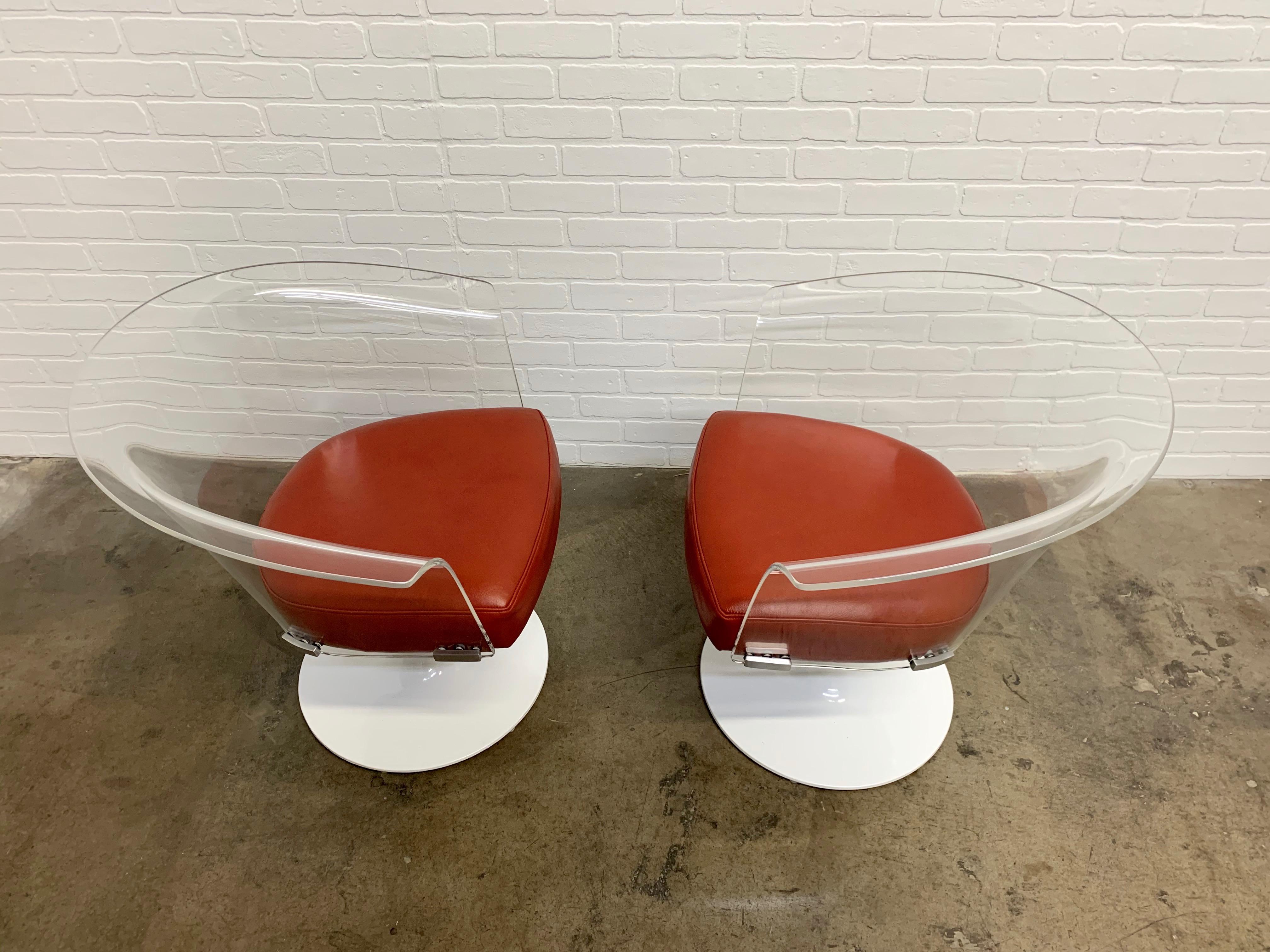 Lucite and Leather Space Age Chairs For Sale 3
