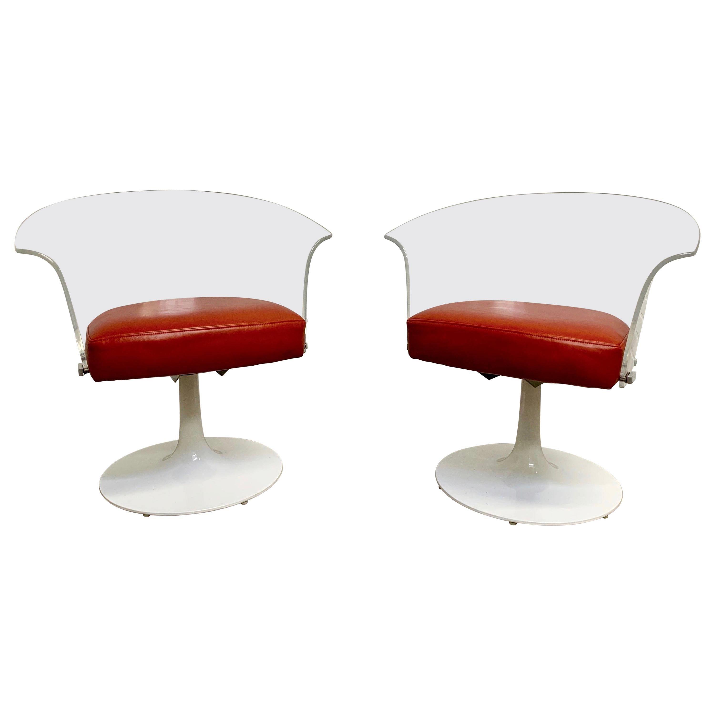 Lucite and Leather Space Age Chairs