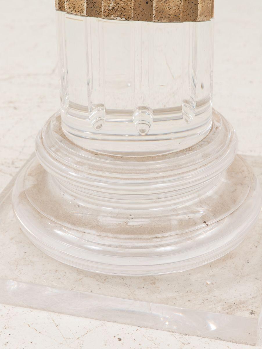 Lucite and Limestone Column or Pedestal For Sale 1