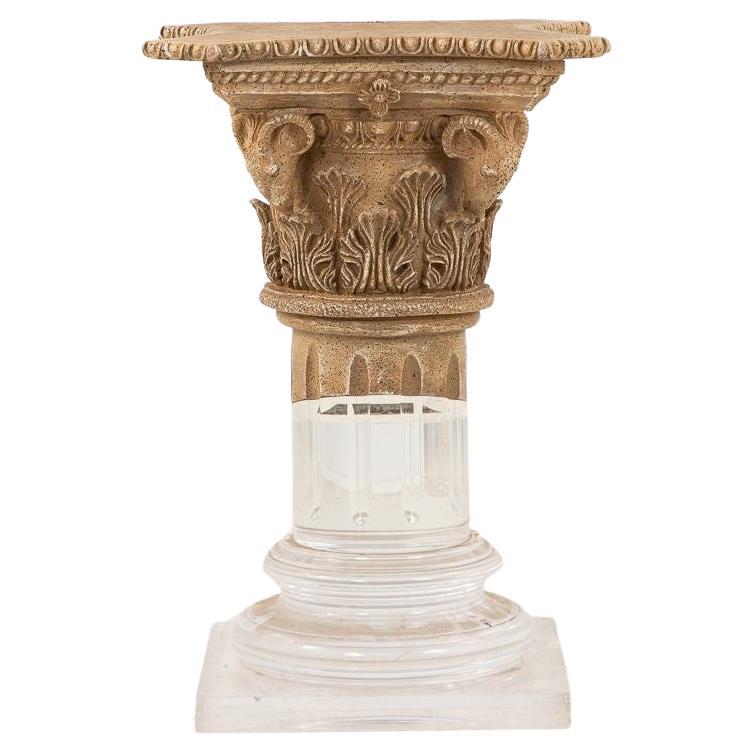 Lucite and Limestone Column or Pedestal For Sale