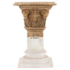 Vintage Lucite and Limestone Column or Pedestal