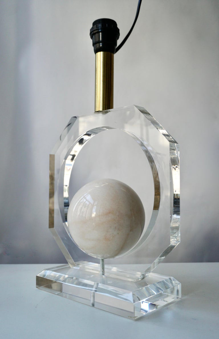 Lucite and Marble Table Lamp For Sale 4