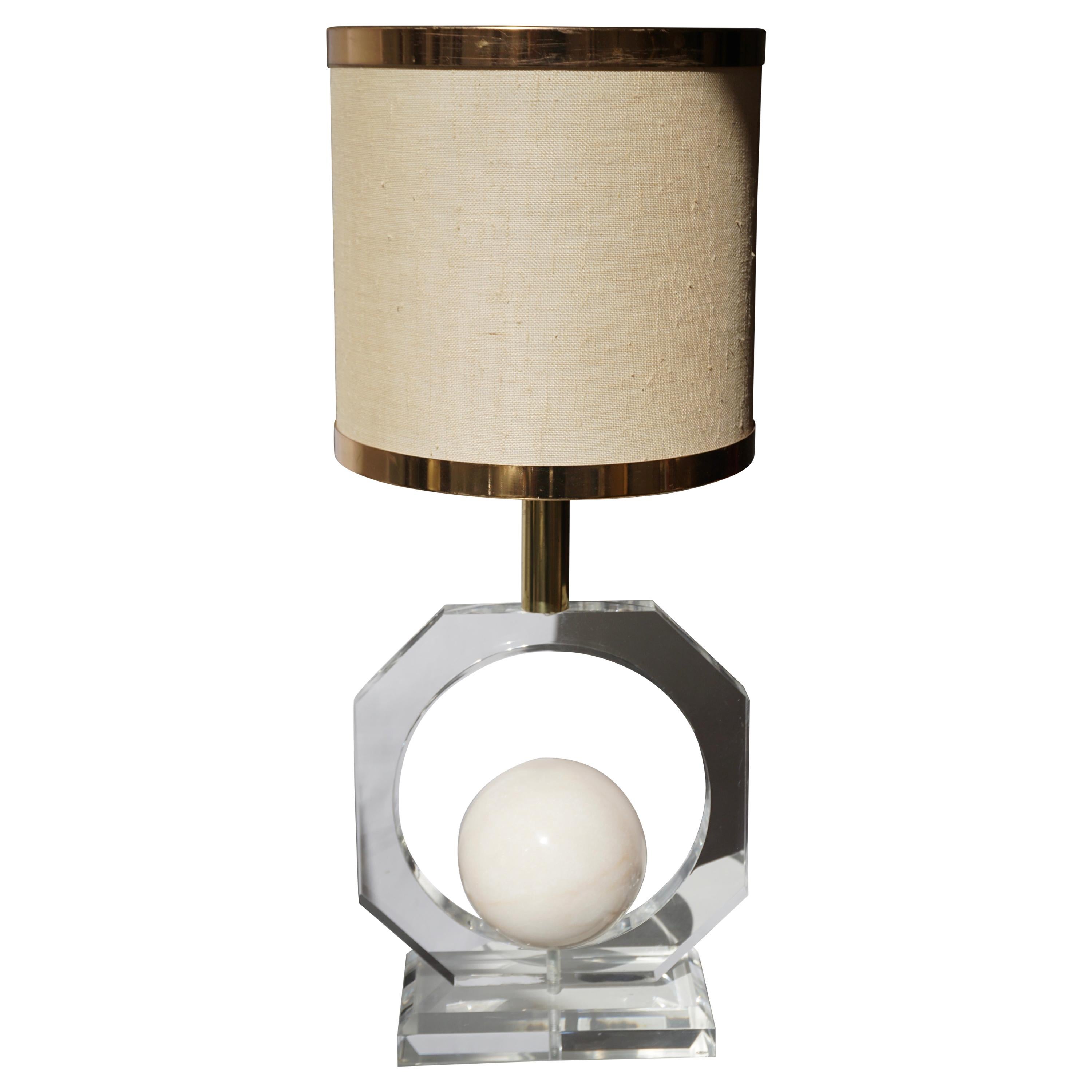 Lampe de table en lucite et marbre
