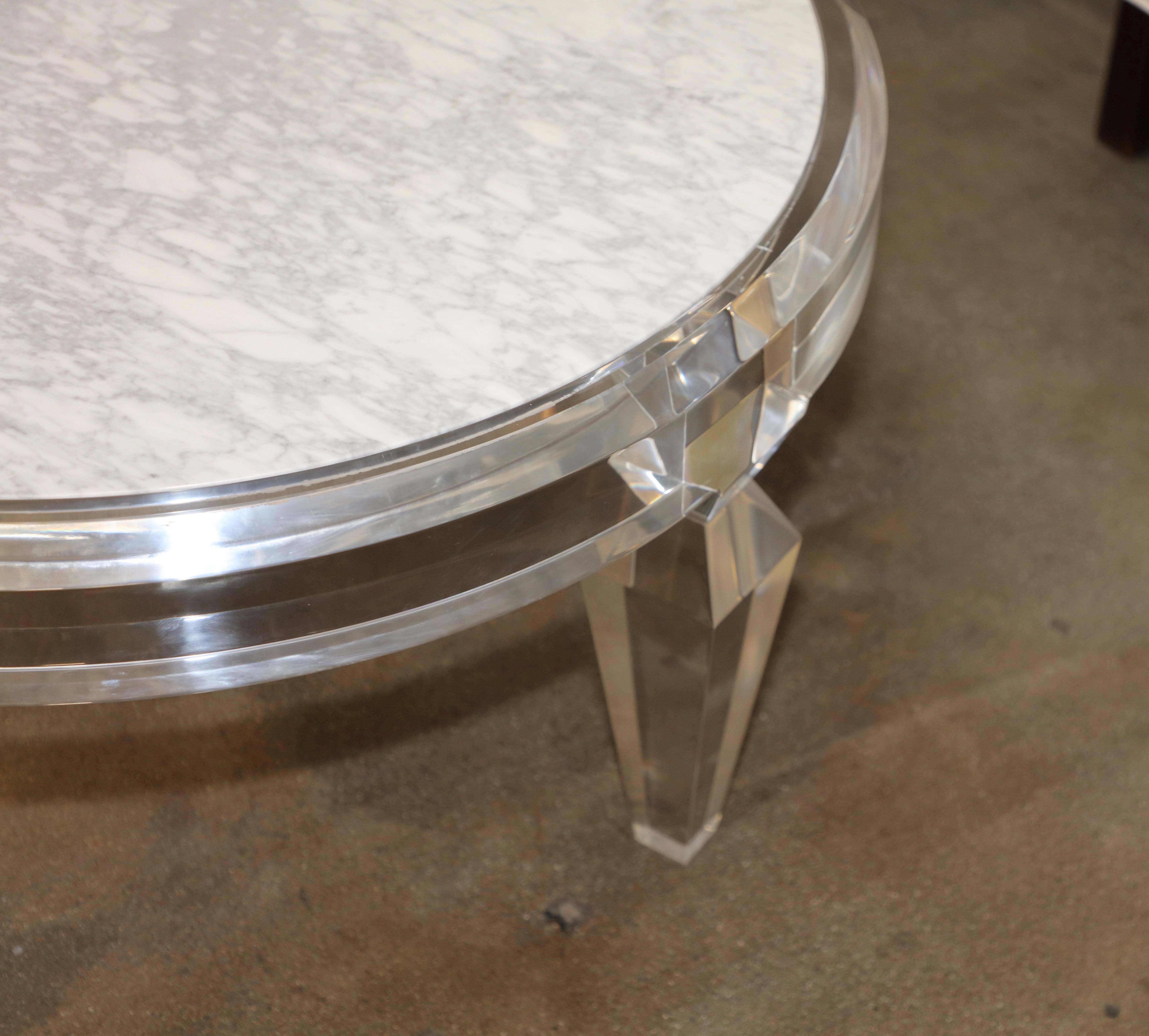 Lucite and Marble-Top Coffee Table 3