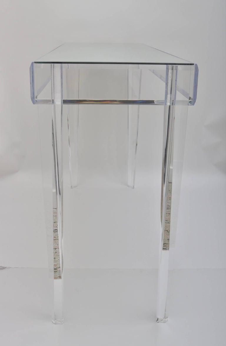Modern Lucite and Mirror Console by Iconic Snob Galeries