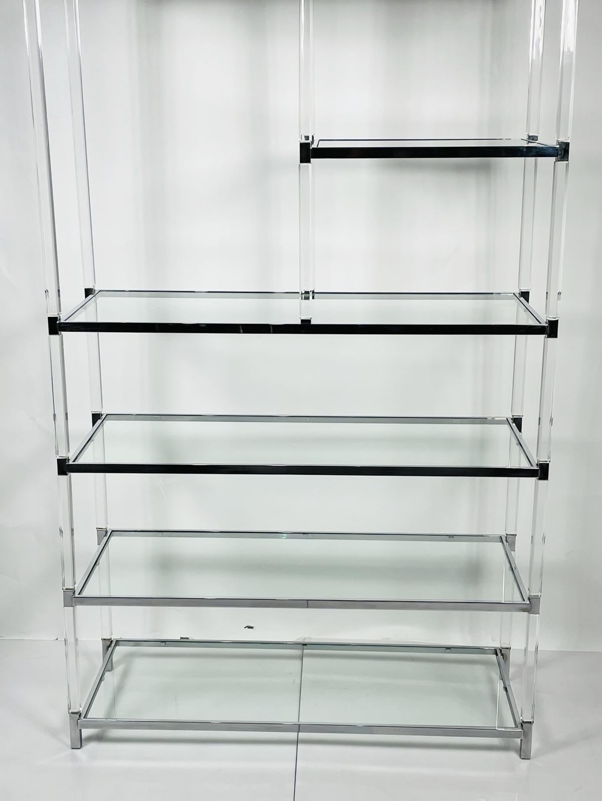 Lucite and Nickel Etagere by Charles Hollis Jones from the Metric Collection For Sale 3