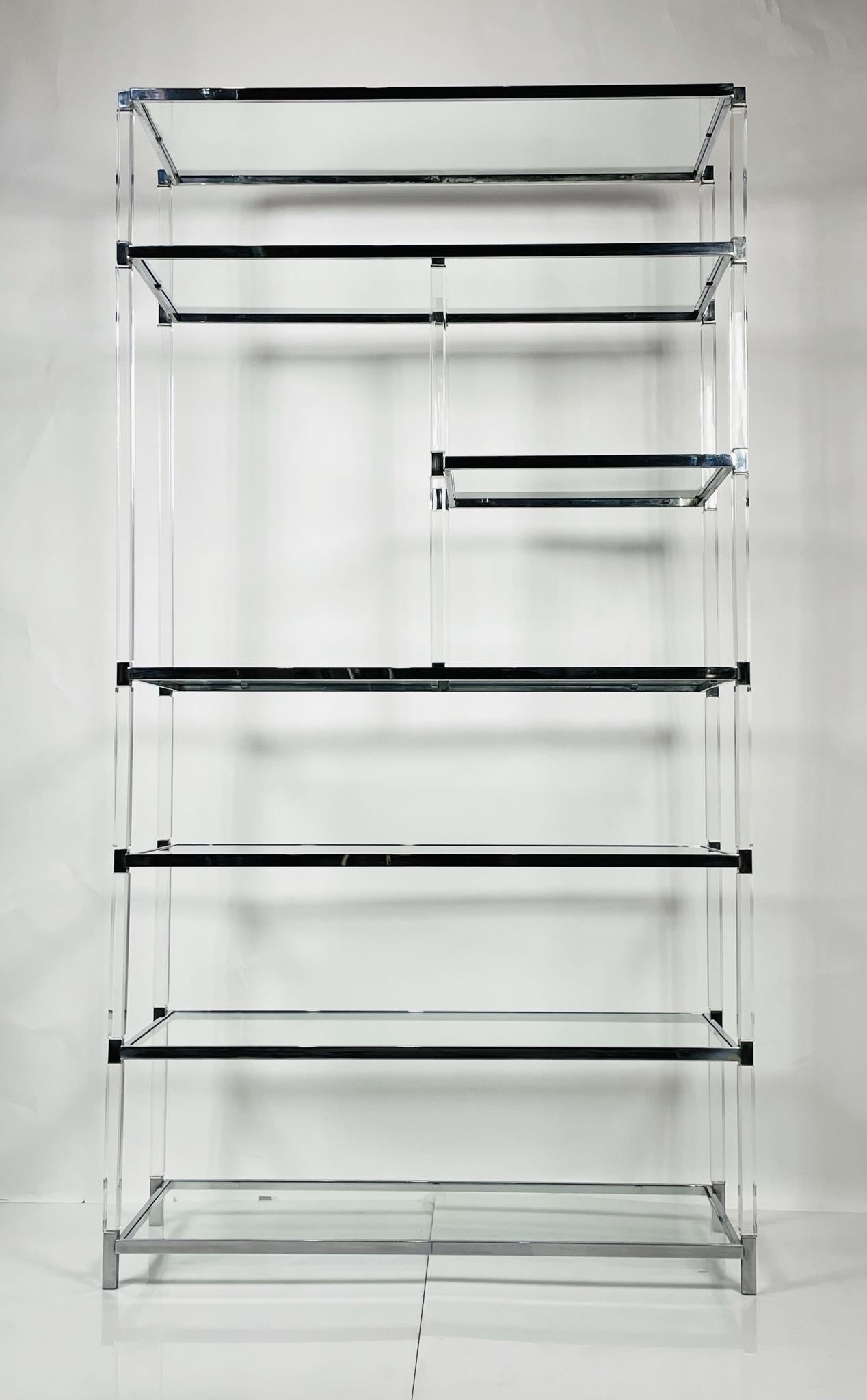 Mid-Century Modern Lucite and Nickel Etagere by Charles Hollis Jones from the Metric Collection For Sale