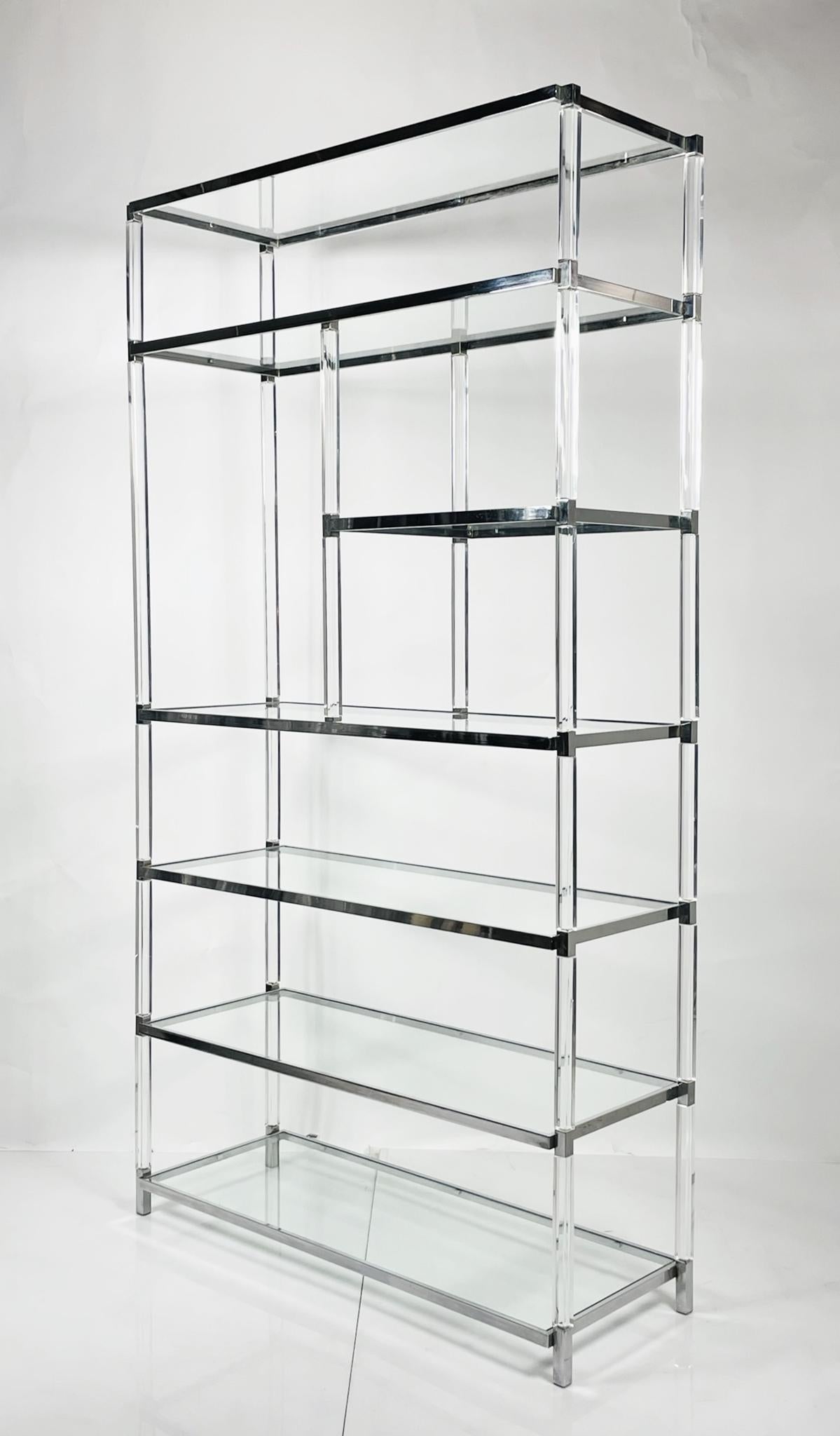 American Lucite and Nickel Etagere by Charles Hollis Jones from the Metric Collection For Sale
