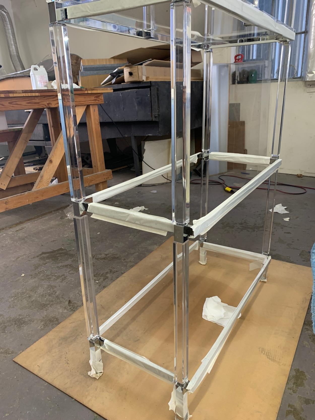 Lucite and Nickel Etagere by Charles Hollis Jones from the Metric Collection In Good Condition For Sale In Los Angeles, CA