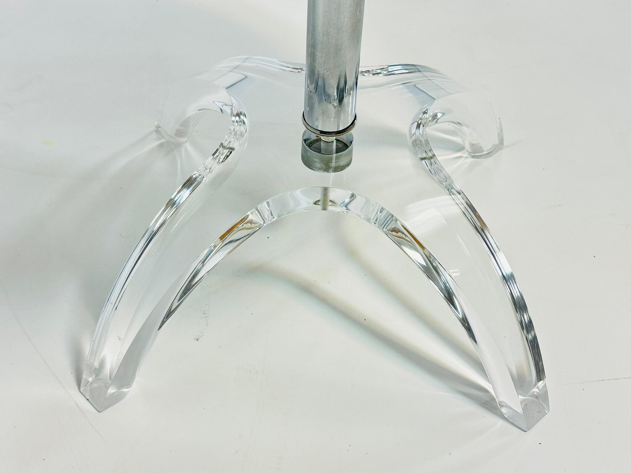 Chaise de coiffeuse pivotante en Lucite et nickel de Charles Hollis Jones, signée et datée en vente 9