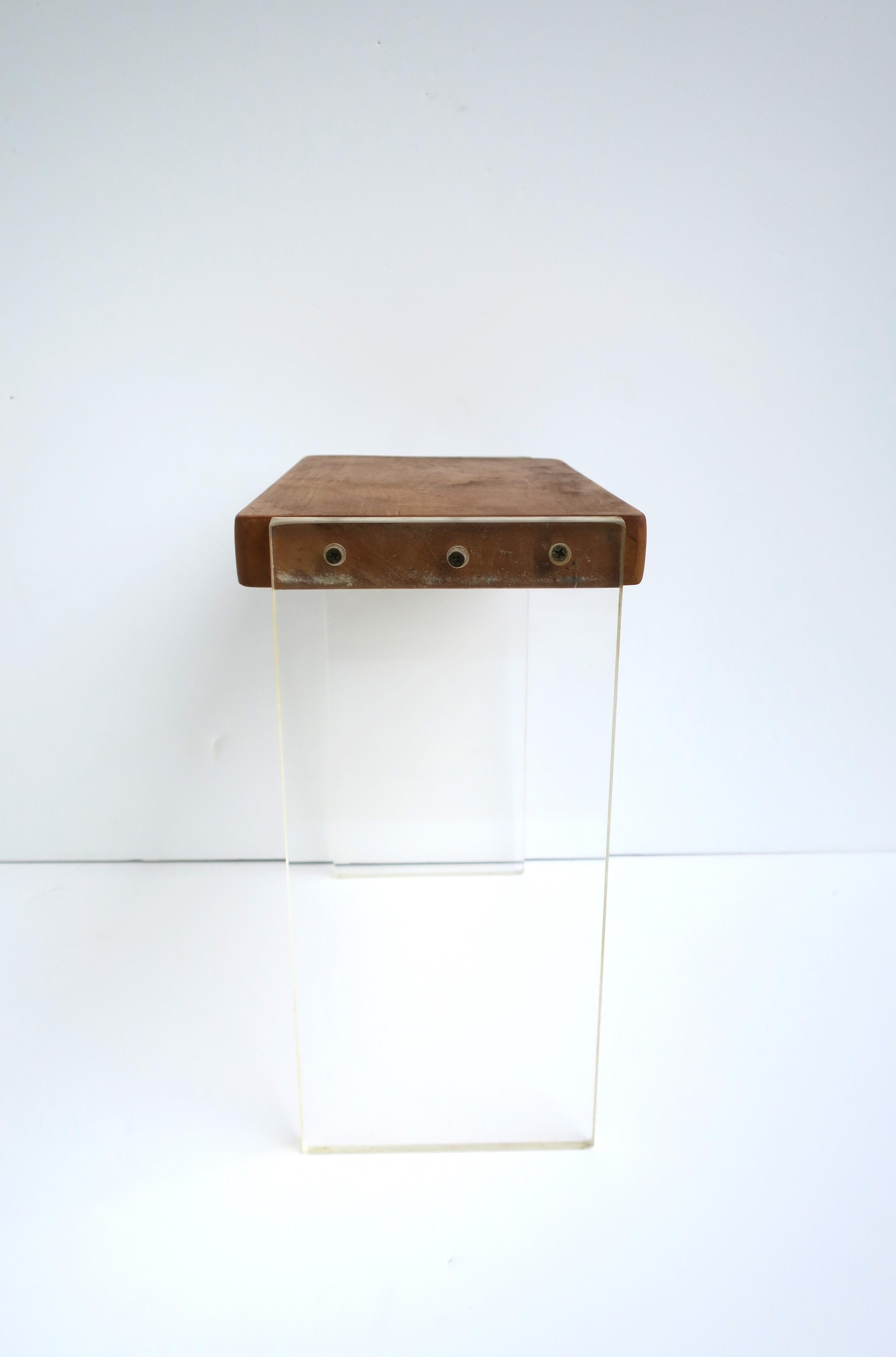 Lucite and Oak Stool Small Table For Sale 6