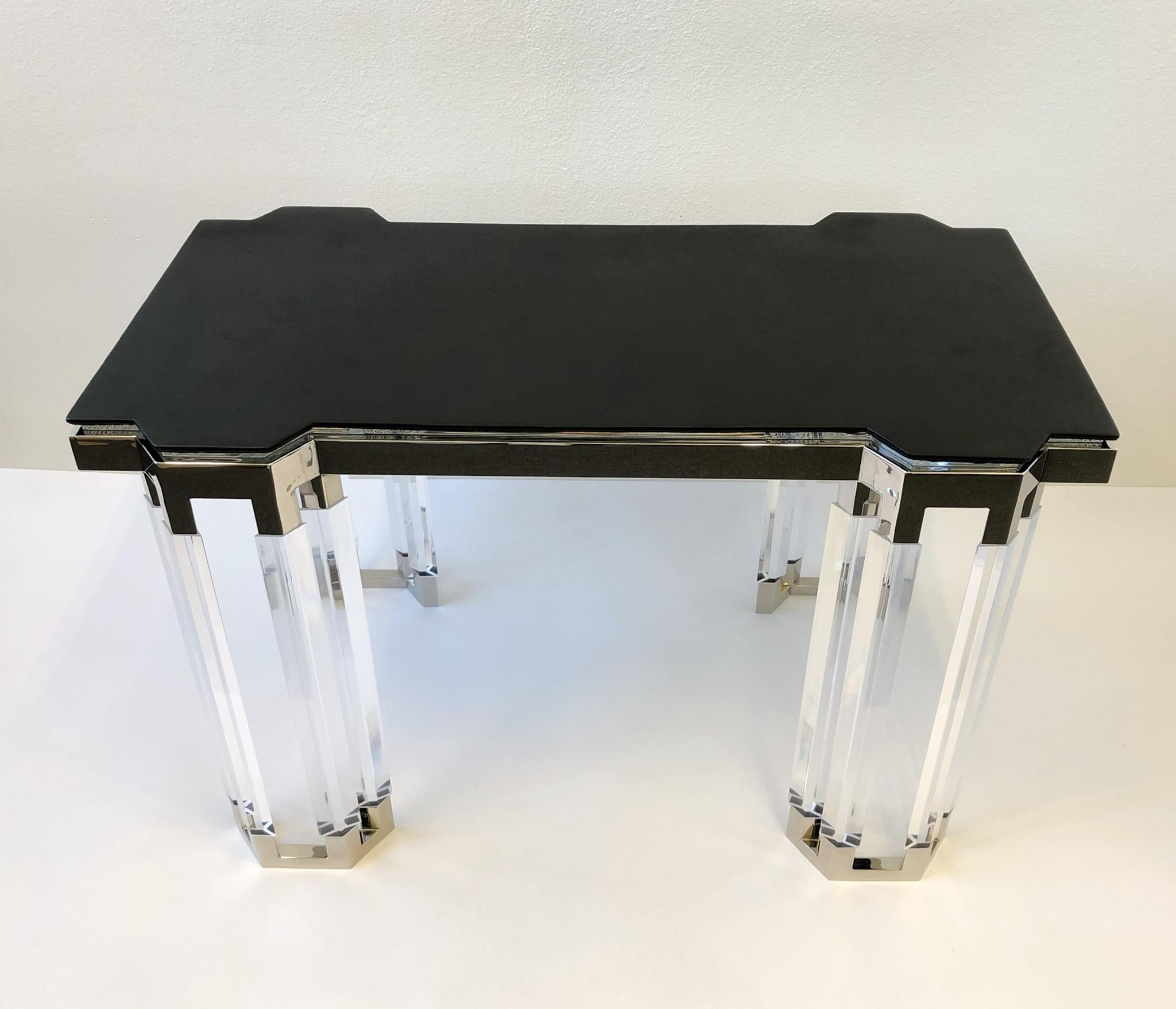 Lucite and Polish Nickel Backgammon Table by Charles Hollis Jones 6