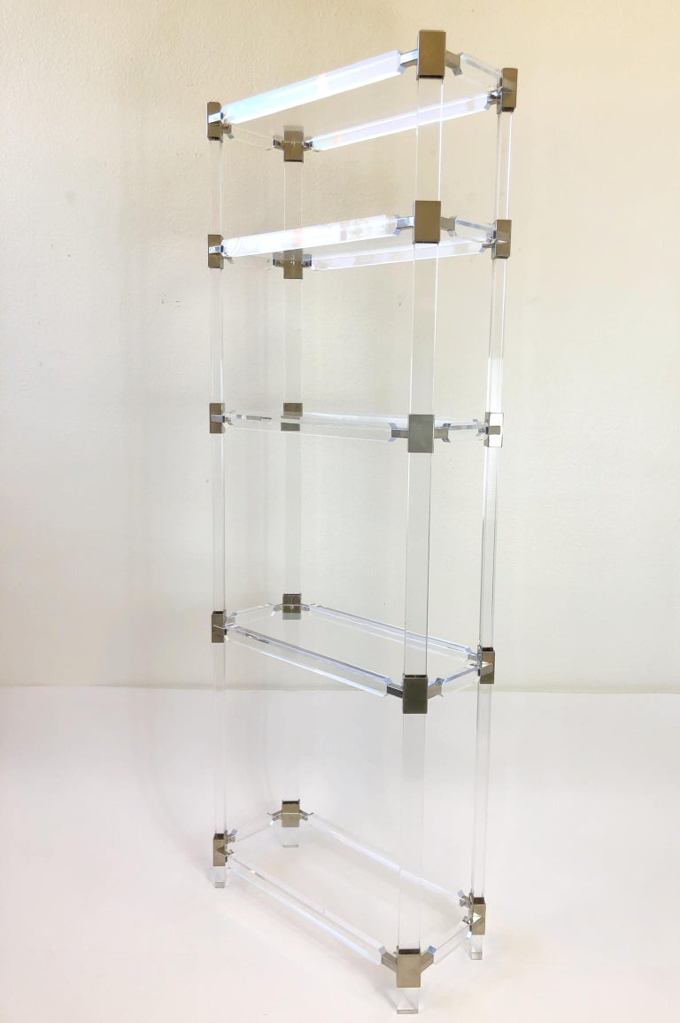 Lucite and Polish Nickel Étagère by Charles Hollis Jones For Sale 3