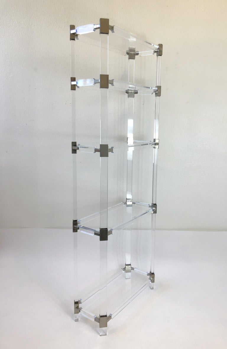 Modern Lucite and Polish Nickel Étagère by Charles Hollis Jones For Sale