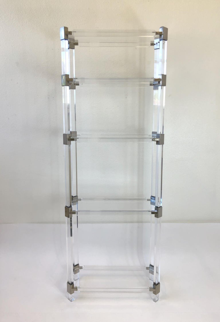 American Lucite and Polish Nickel Étagère by Charles Hollis Jones For Sale