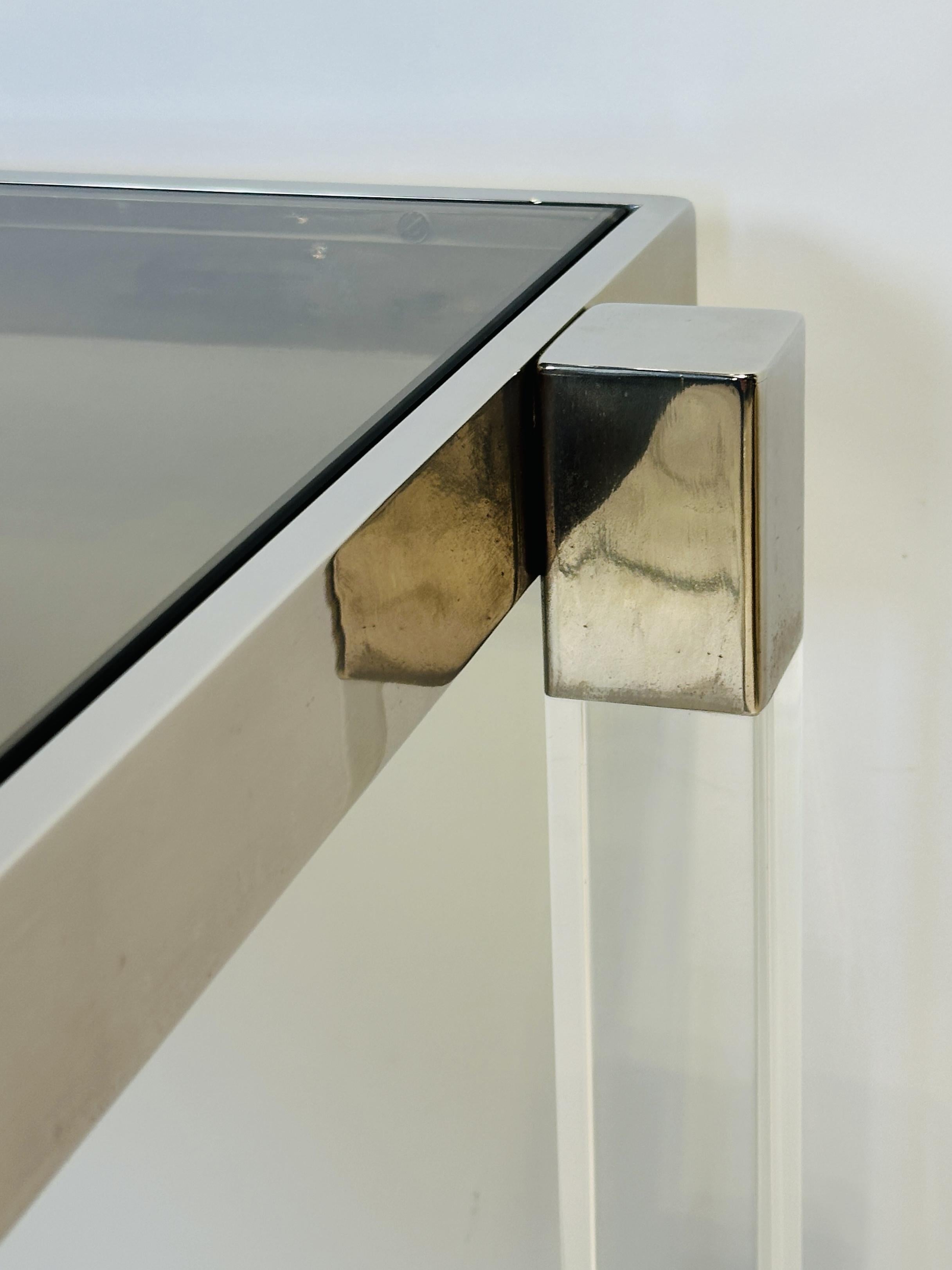 Lucite and Polished Nickel Console Table by Charles Hollis Jones, “Box” Series For Sale 8