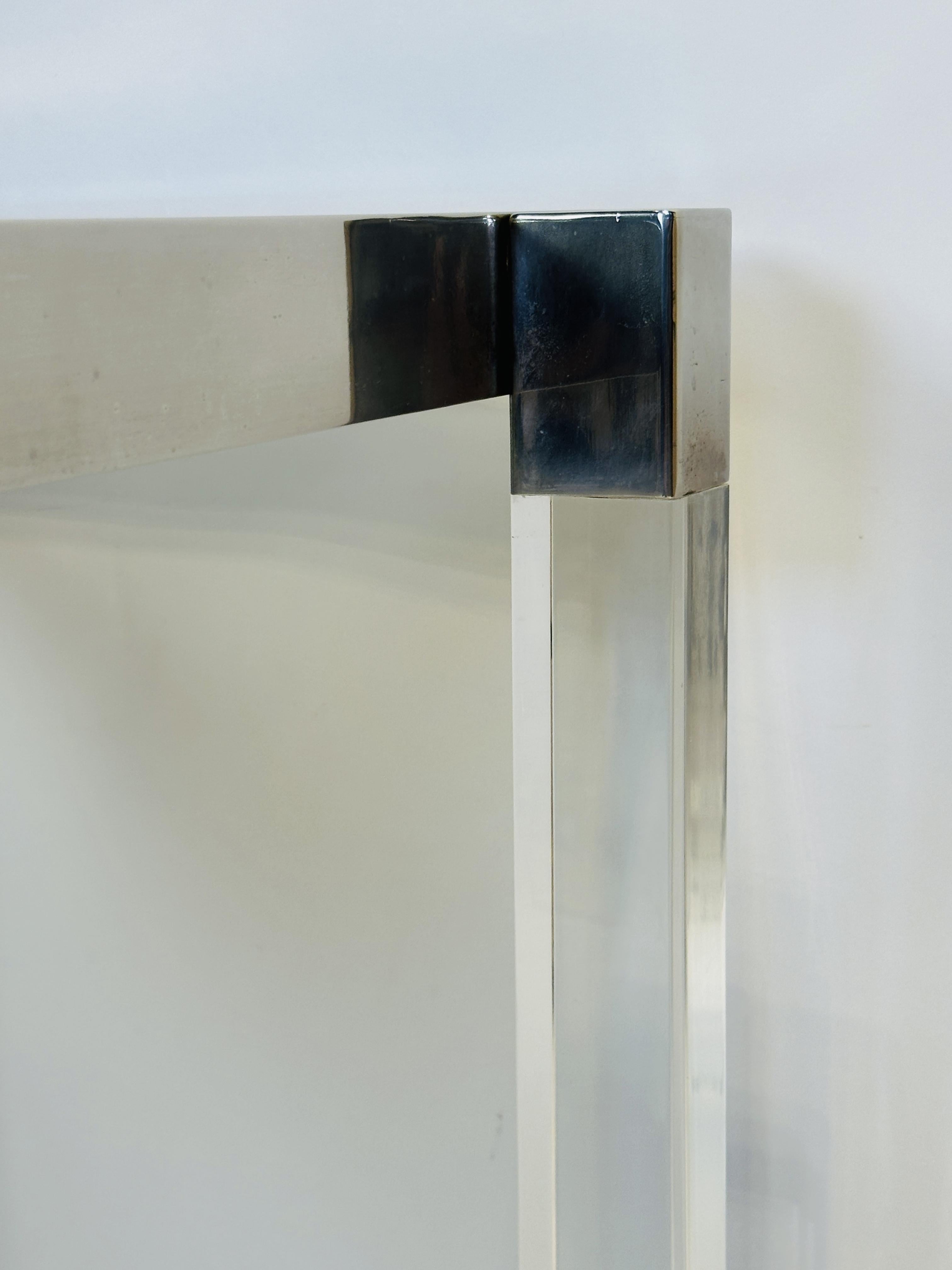 Lucite and Polished Nickel Console Table by Charles Hollis Jones, “Box” Series For Sale 9