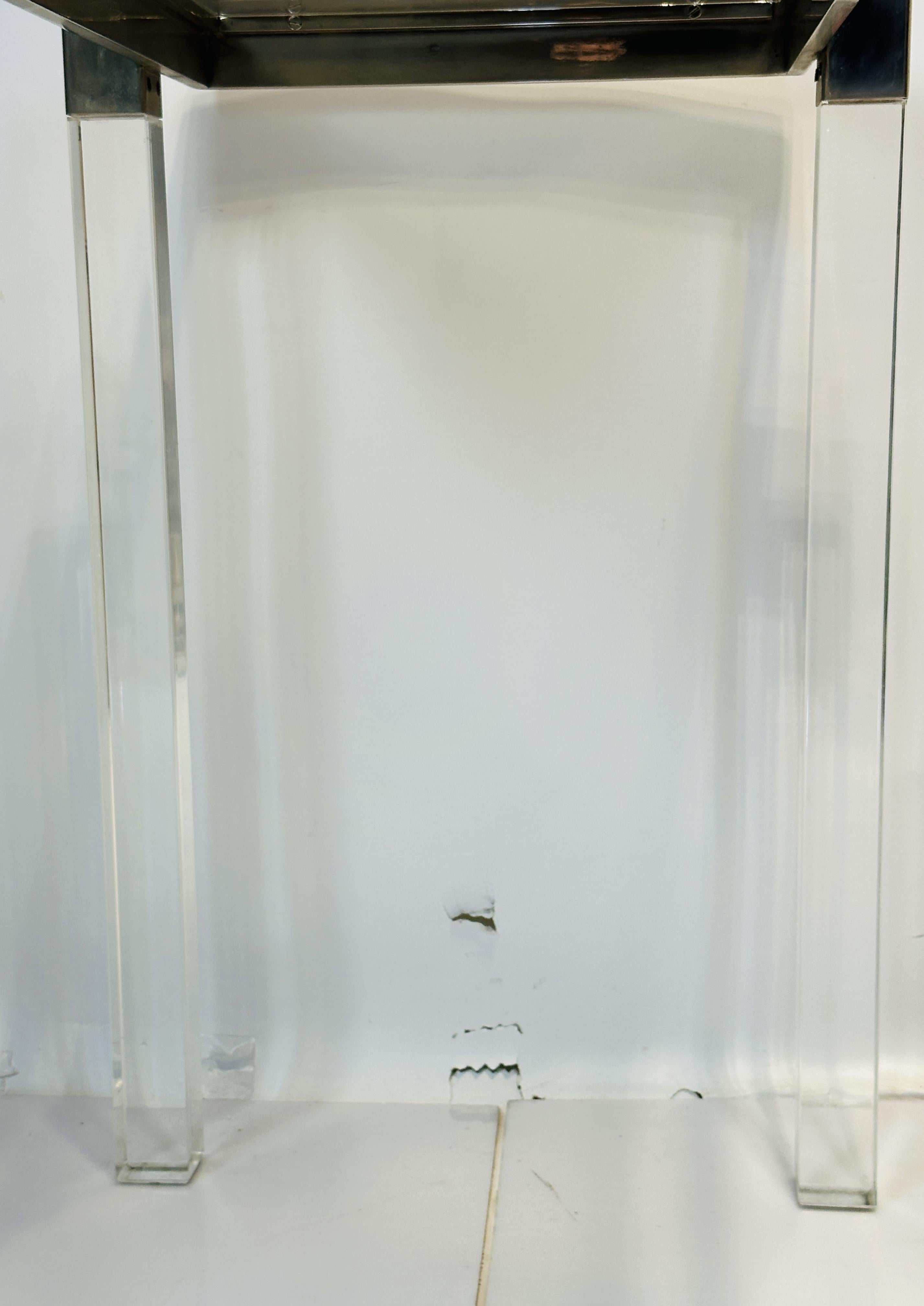 Lucite and Polished Nickel Console Table by Charles Hollis Jones, “Box” Series For Sale 11