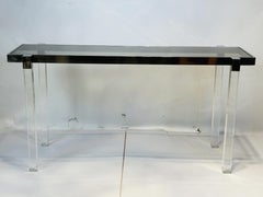 Lucite and Polished Nickel Console Table by Charles Hollis Jones, “Box” Series