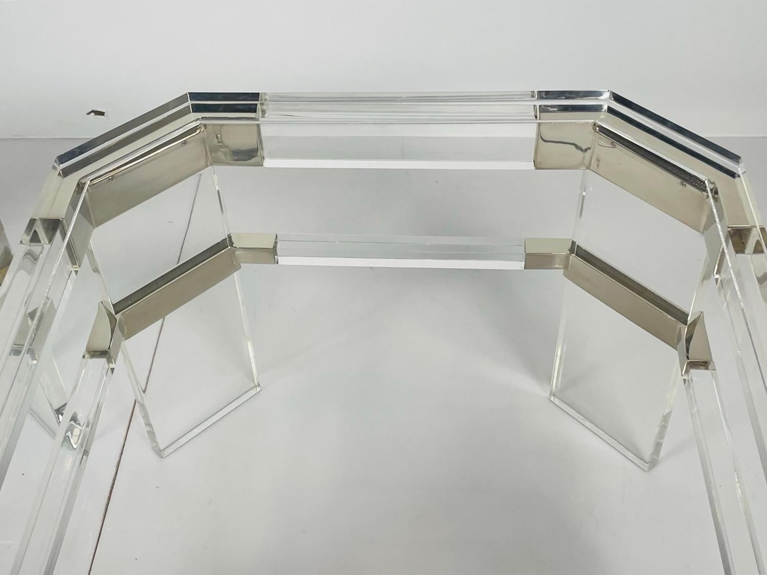 Lucite and Polished Nickel Side Tables by Charles Hollis Jones For Sale 9