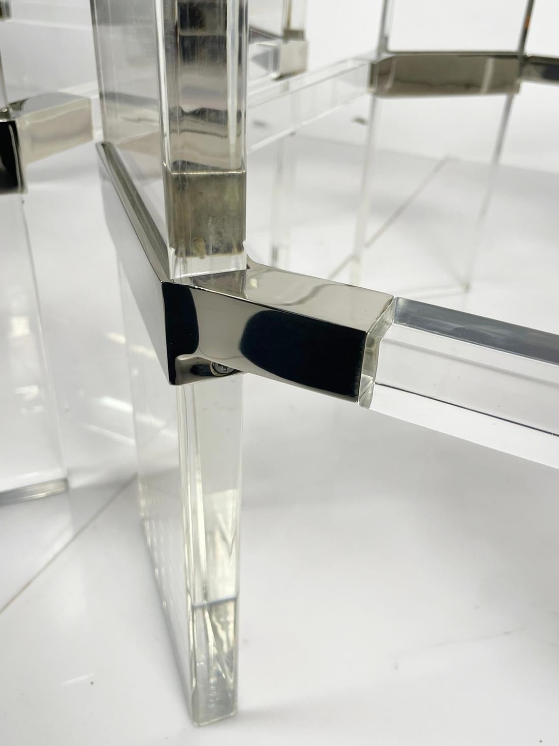Lucite and Polished Nickel Side Tables by Charles Hollis Jones For Sale 10