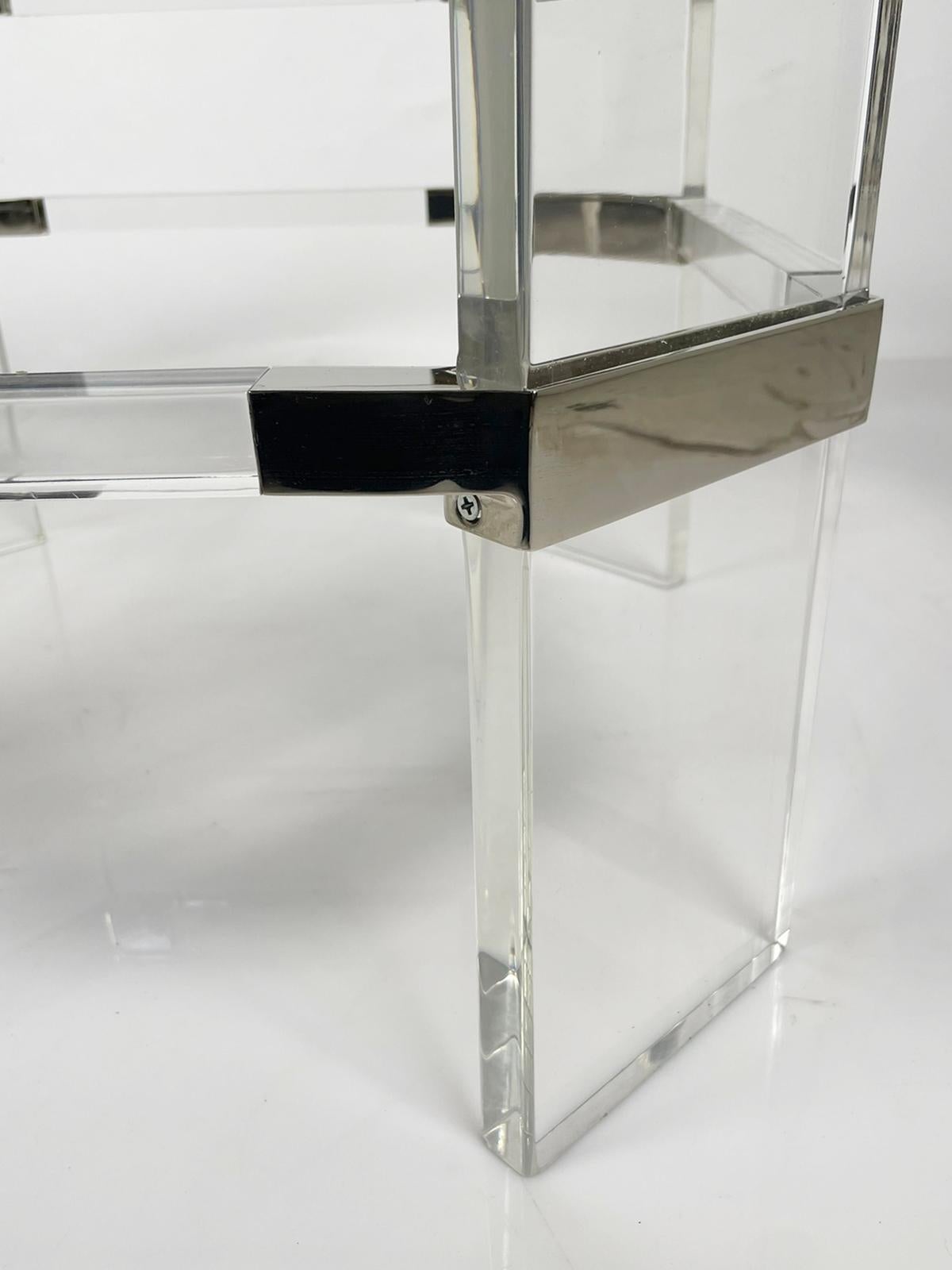 Lucite and Polished Nickel Side Tables by Charles Hollis Jones For Sale 11
