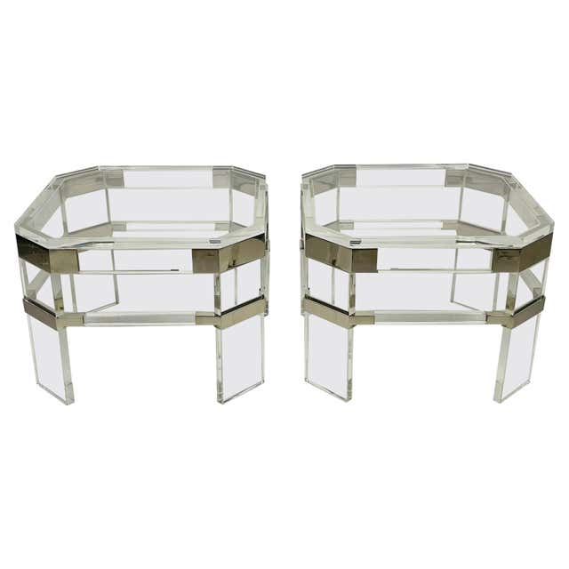 Lucite Table Translucent Pair of Neal Small Translucent Umber