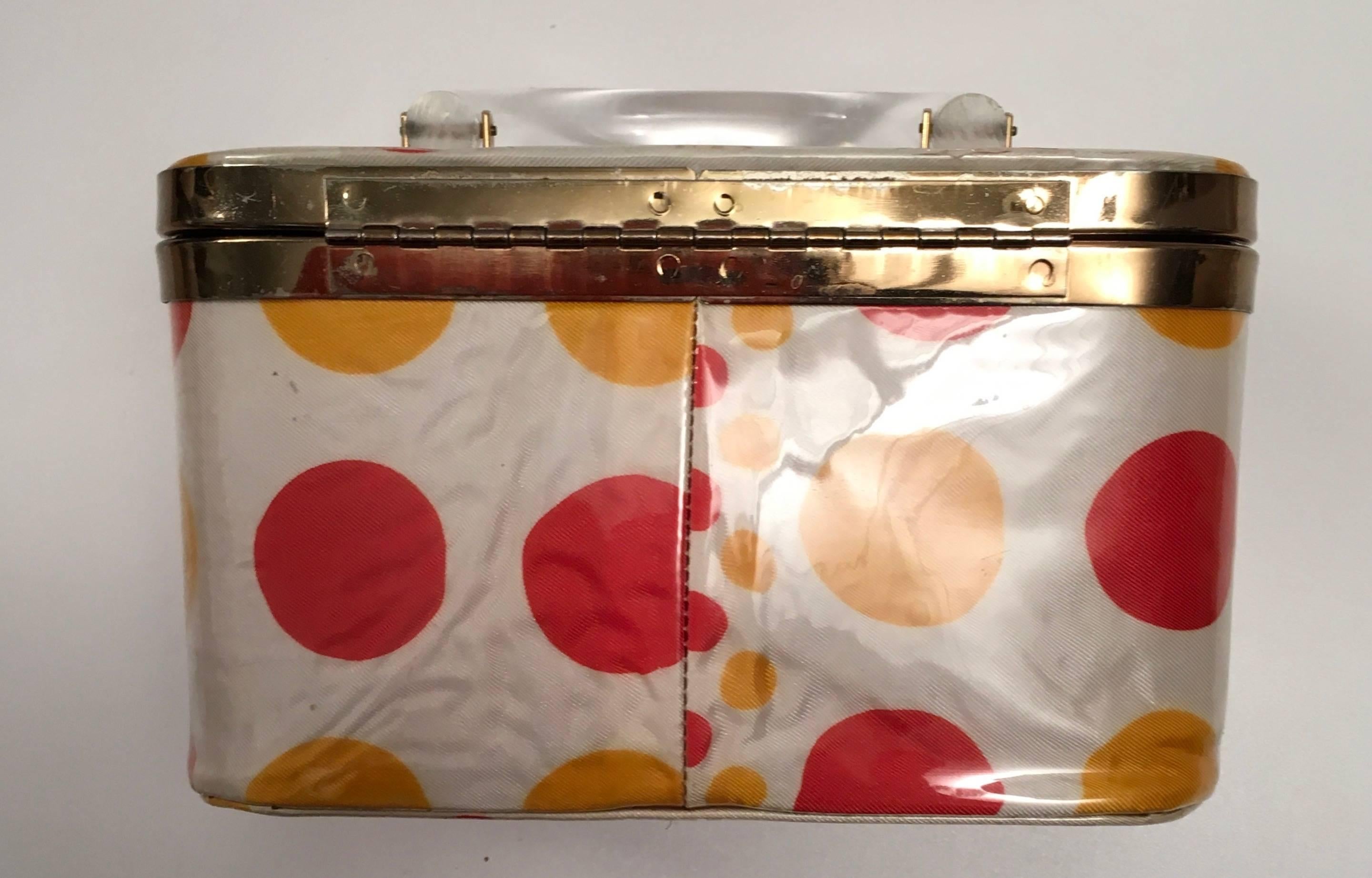 Brown Lucite and Polka Dot 1960's Purse For Sale