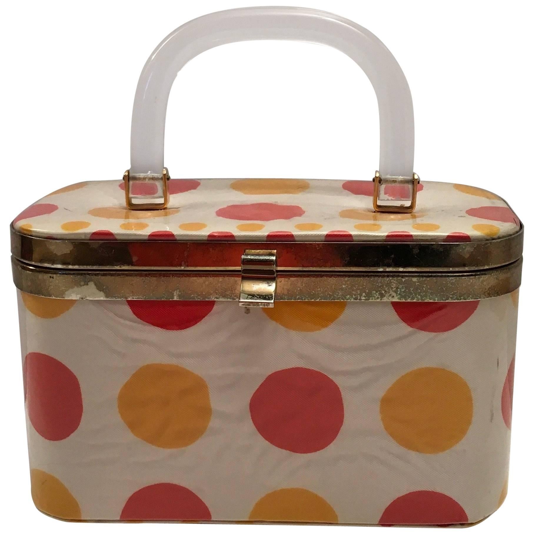 Lucite and Polka Dot 1960's Purse For Sale