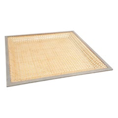 Lucite and Rattan Large Square Tray