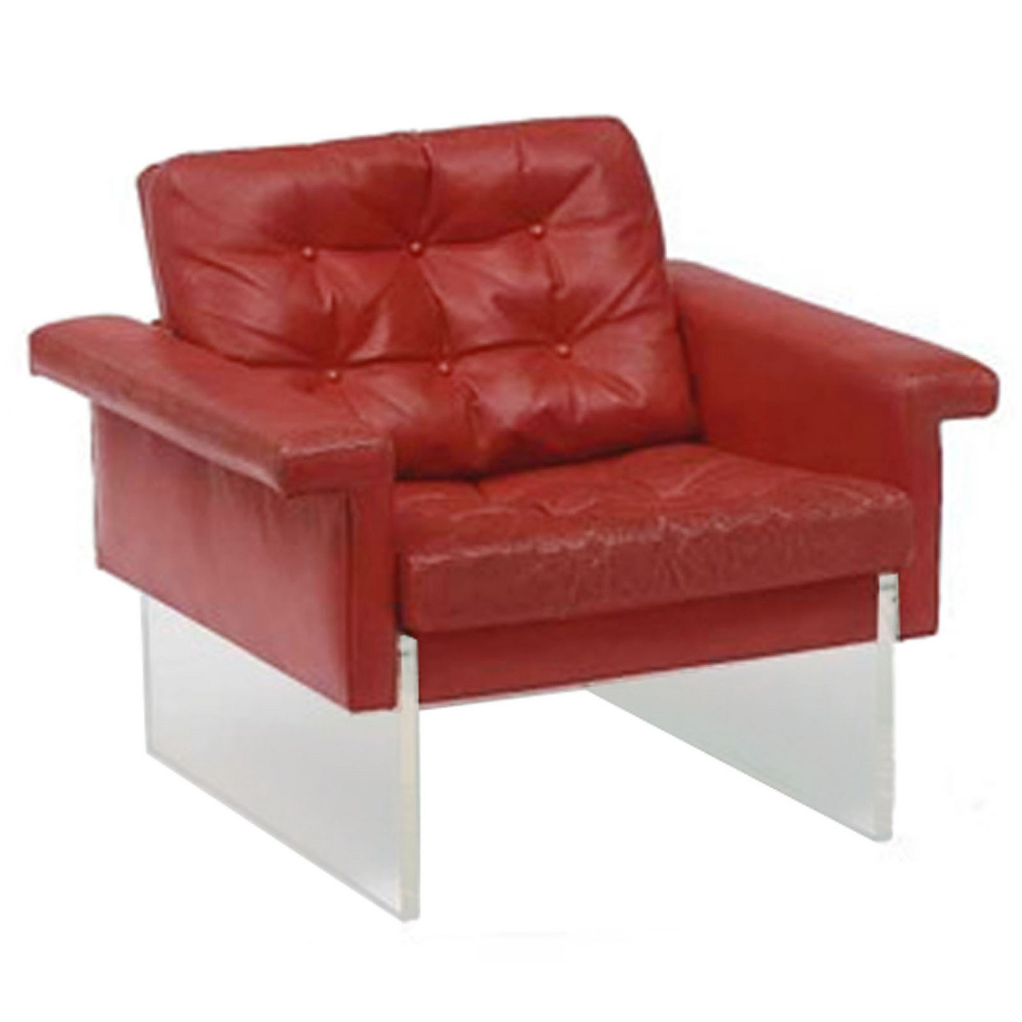 Poltrona Loft Vintage in lucite e pelle rossa, Italia, anni '70, Mid-Century Modern