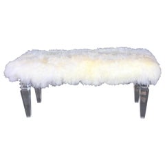 Lucite and Sheepskin Bench