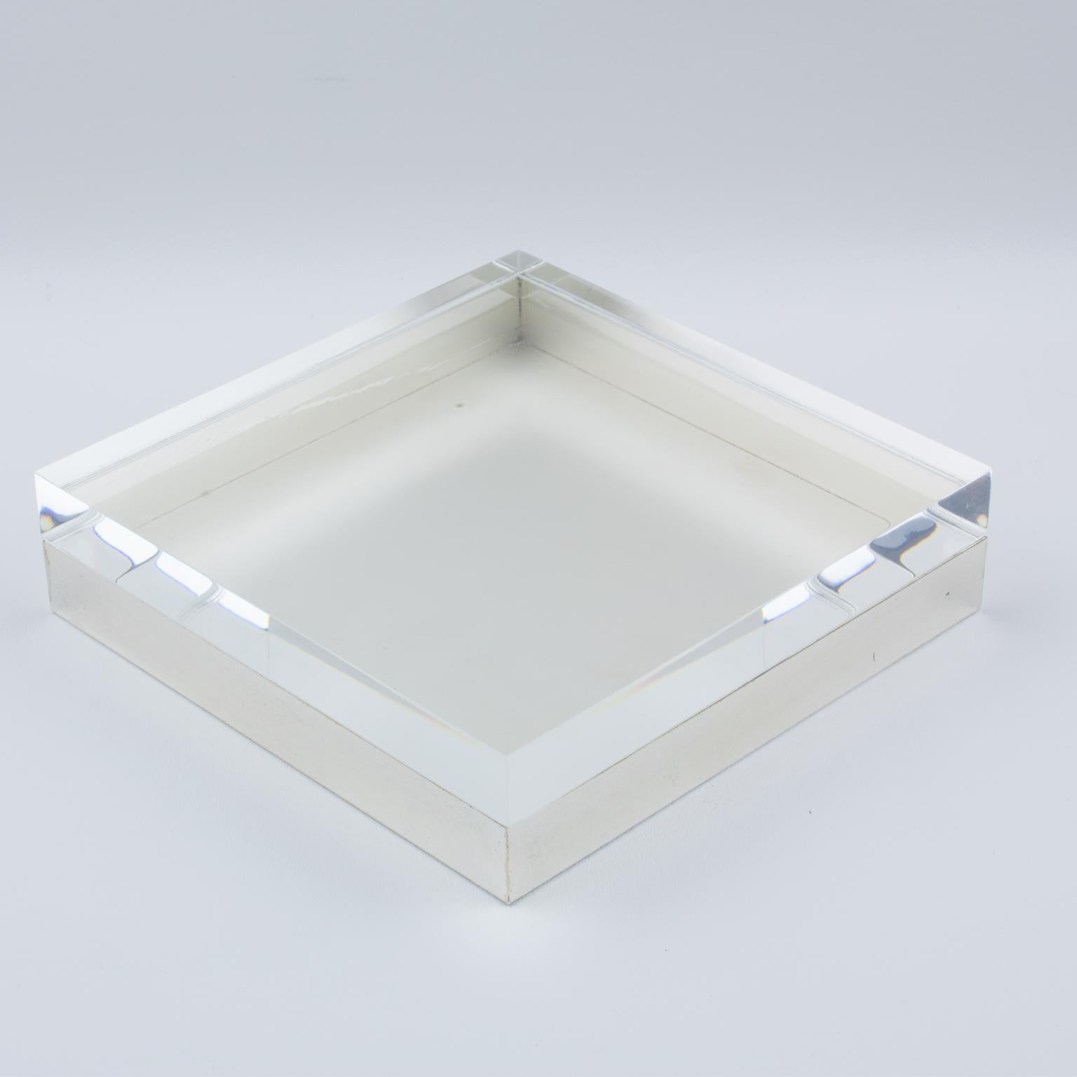 Lucite and Silver Plate Decorative Box, Italy 1970s For Sale 4