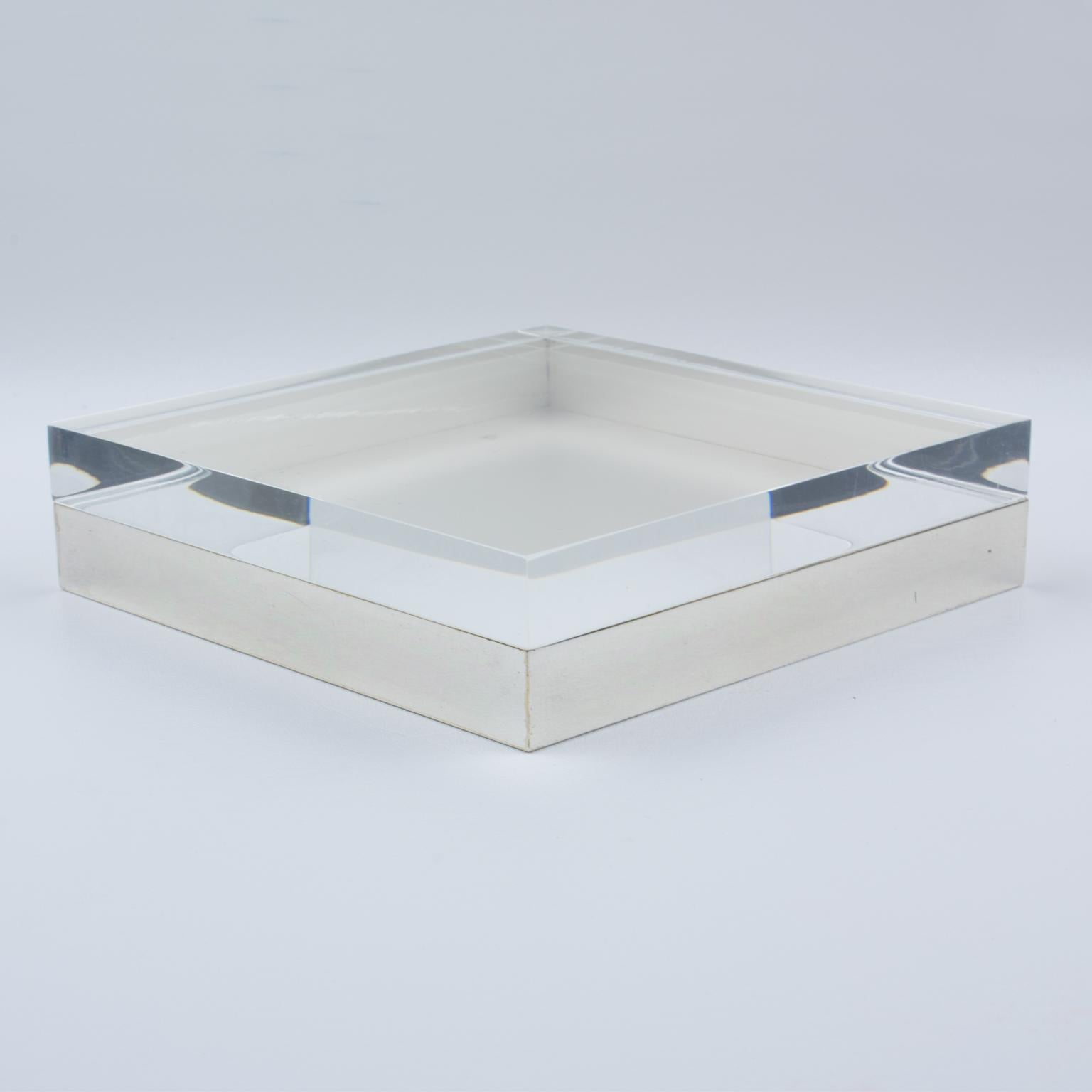 Lucite and Silver Plate Decorative Box, Italy 1970s For Sale 5