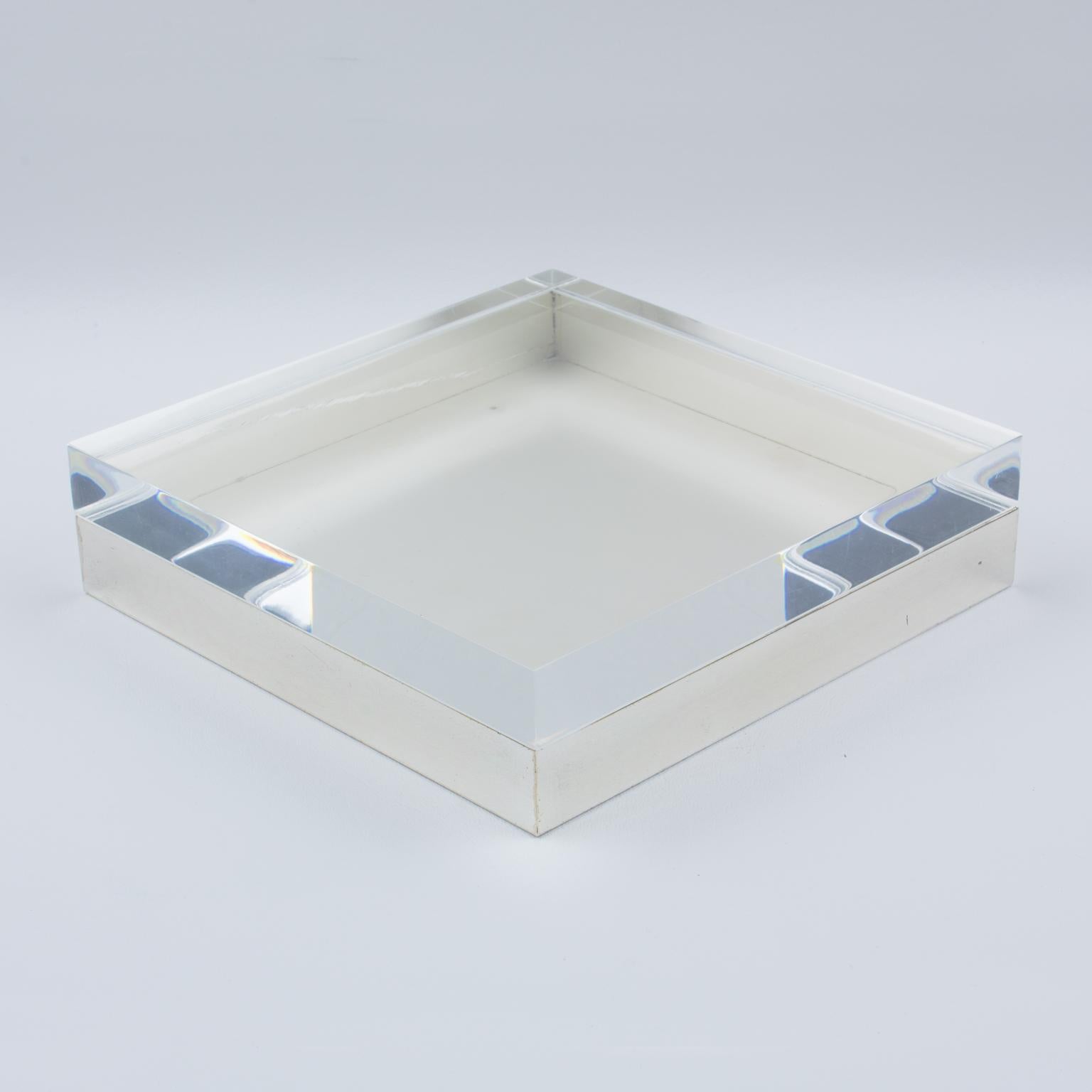 Lucite and Silver Plate Decorative Box, Italy 1970s For Sale 2